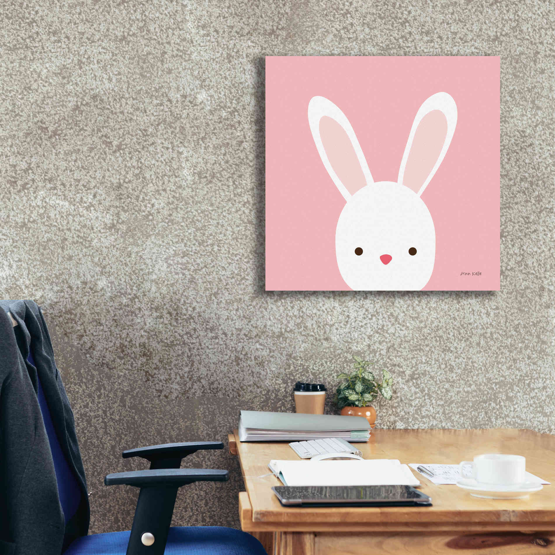 'Cuddly Bunny' by Ann Kelle Designs, Canvas Wall Art,26 x 26