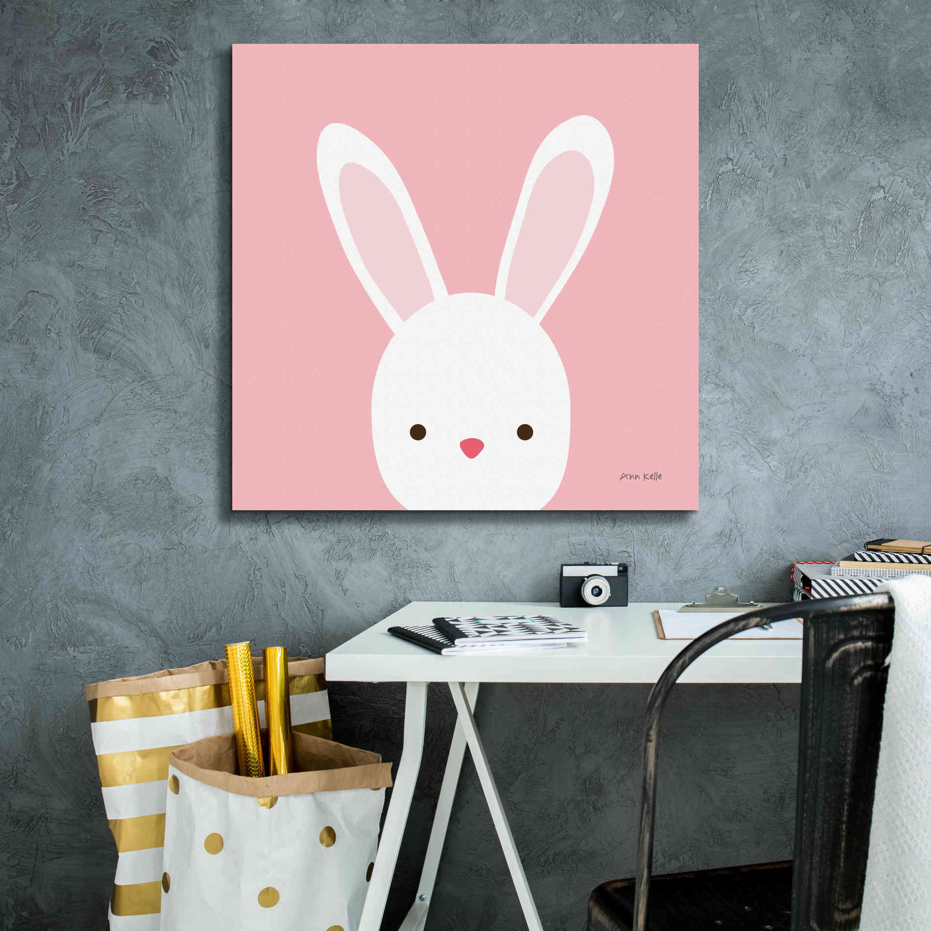 'Cuddly Bunny' by Ann Kelle Designs, Canvas Wall Art,26 x 26
