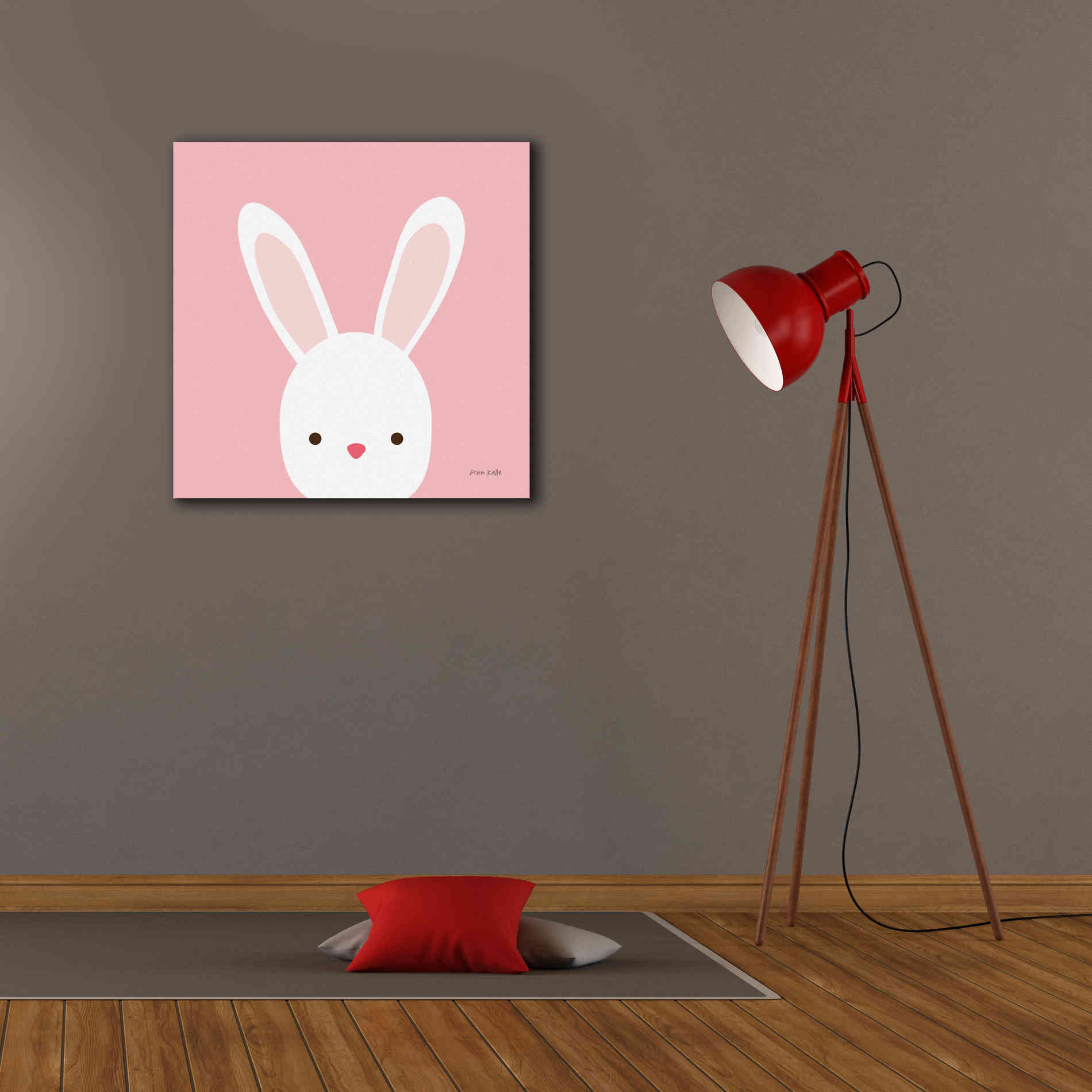 'Cuddly Bunny' by Ann Kelle Designs, Canvas Wall Art,26 x 26