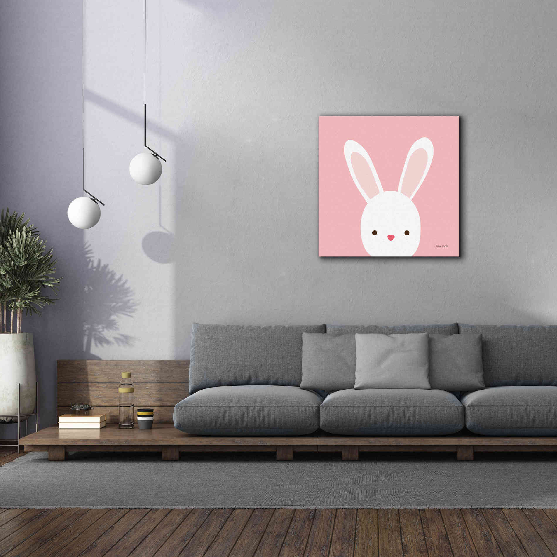 'Cuddly Bunny' by Ann Kelle Designs, Canvas Wall Art,37 x 37