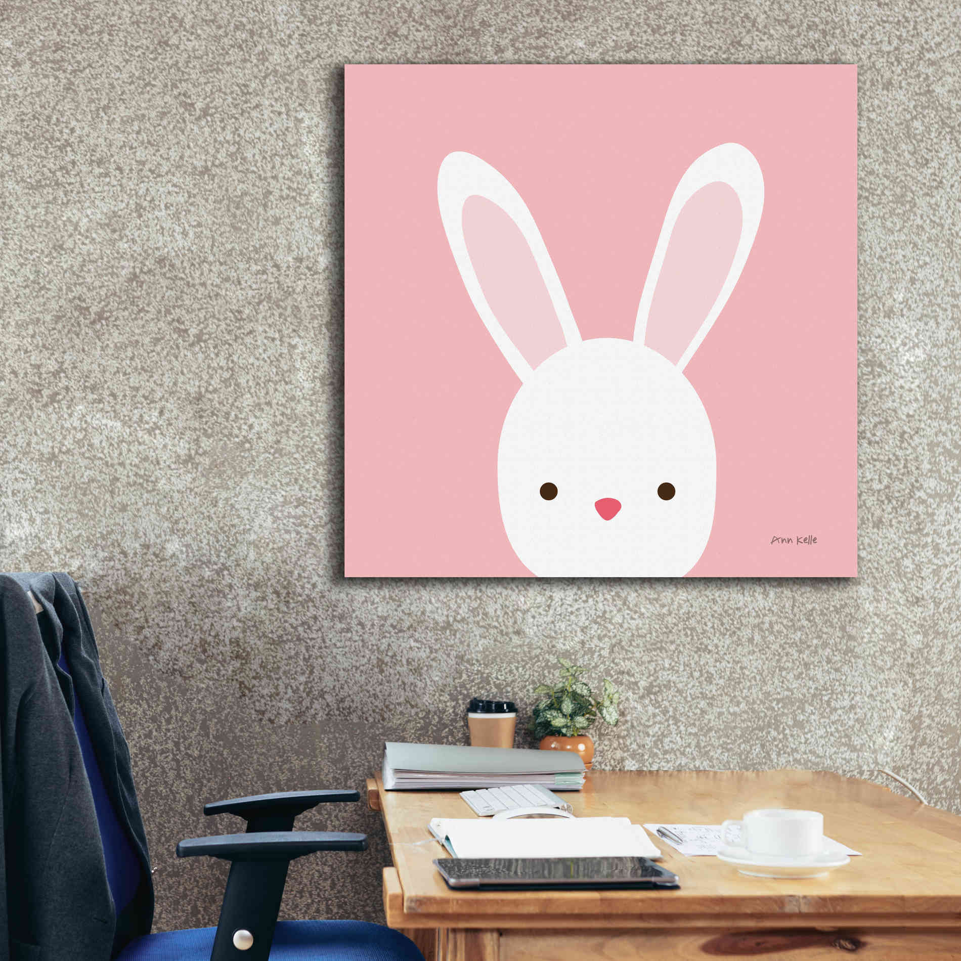 'Cuddly Bunny' by Ann Kelle Designs, Canvas Wall Art,37 x 37