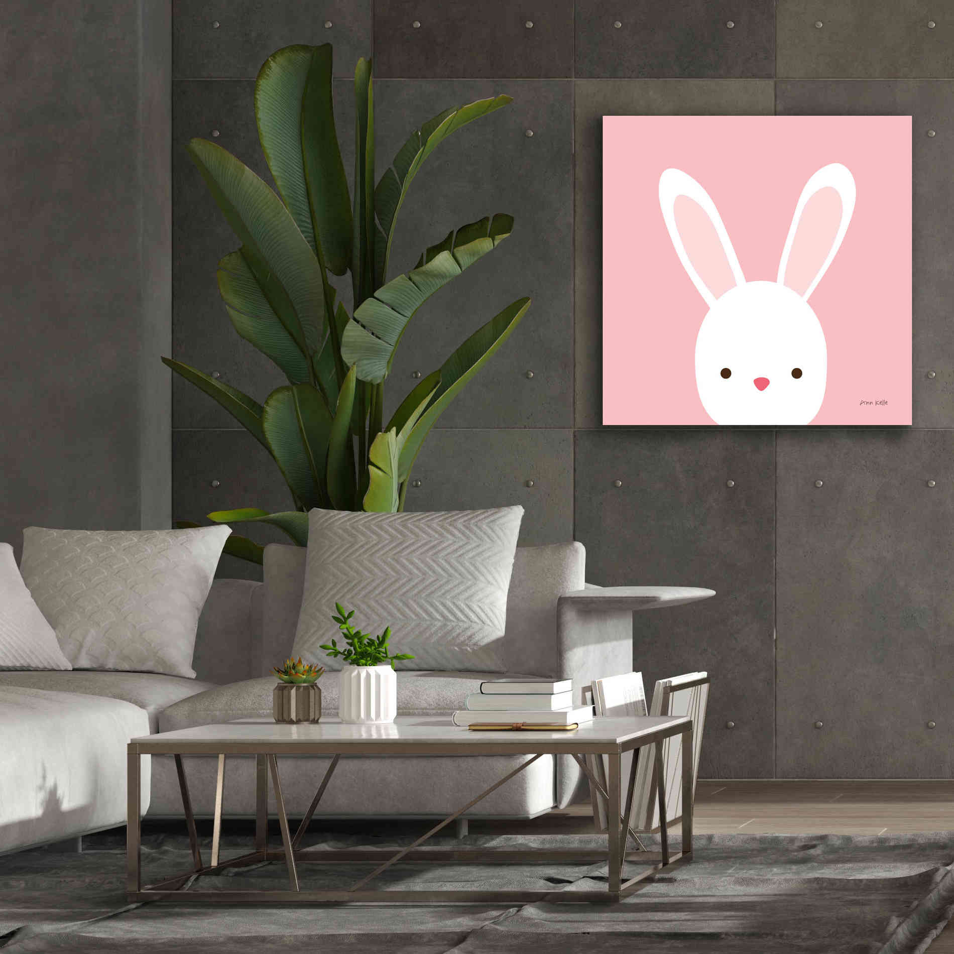 'Cuddly Bunny' by Ann Kelle Designs, Canvas Wall Art,37 x 37