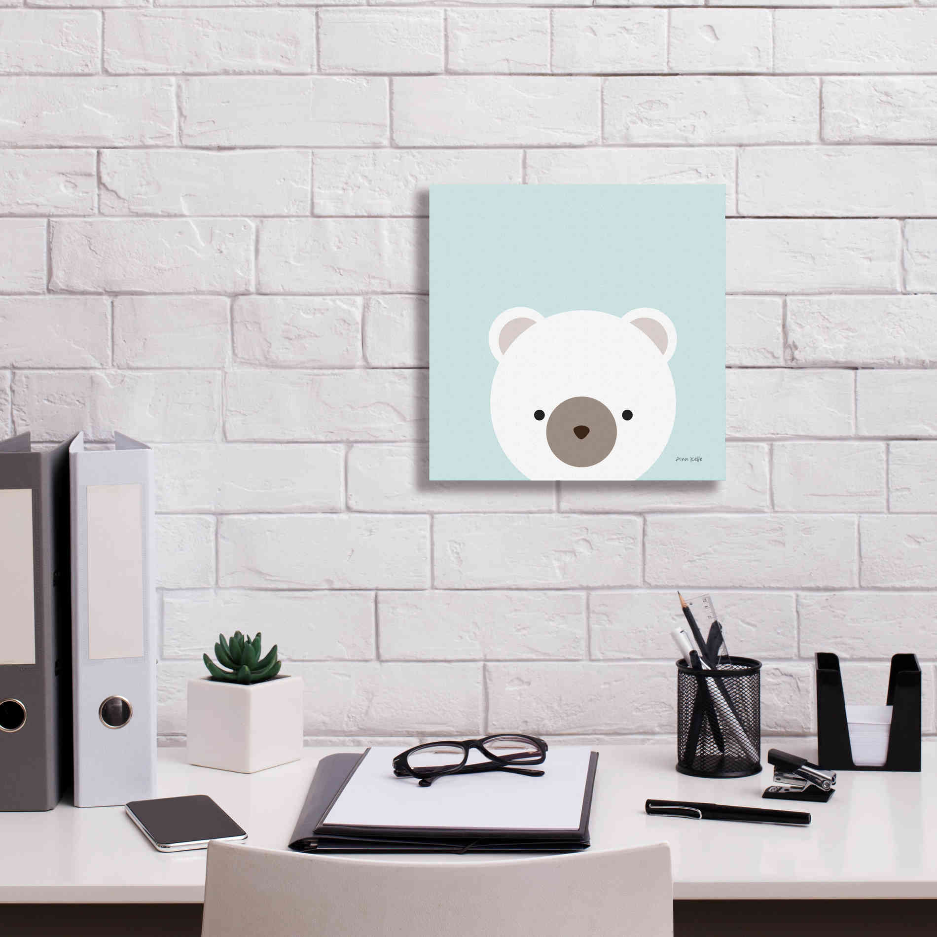 'Cuddly Bear' by Ann Kelle Designs, Canvas Wall Art,12 x 12