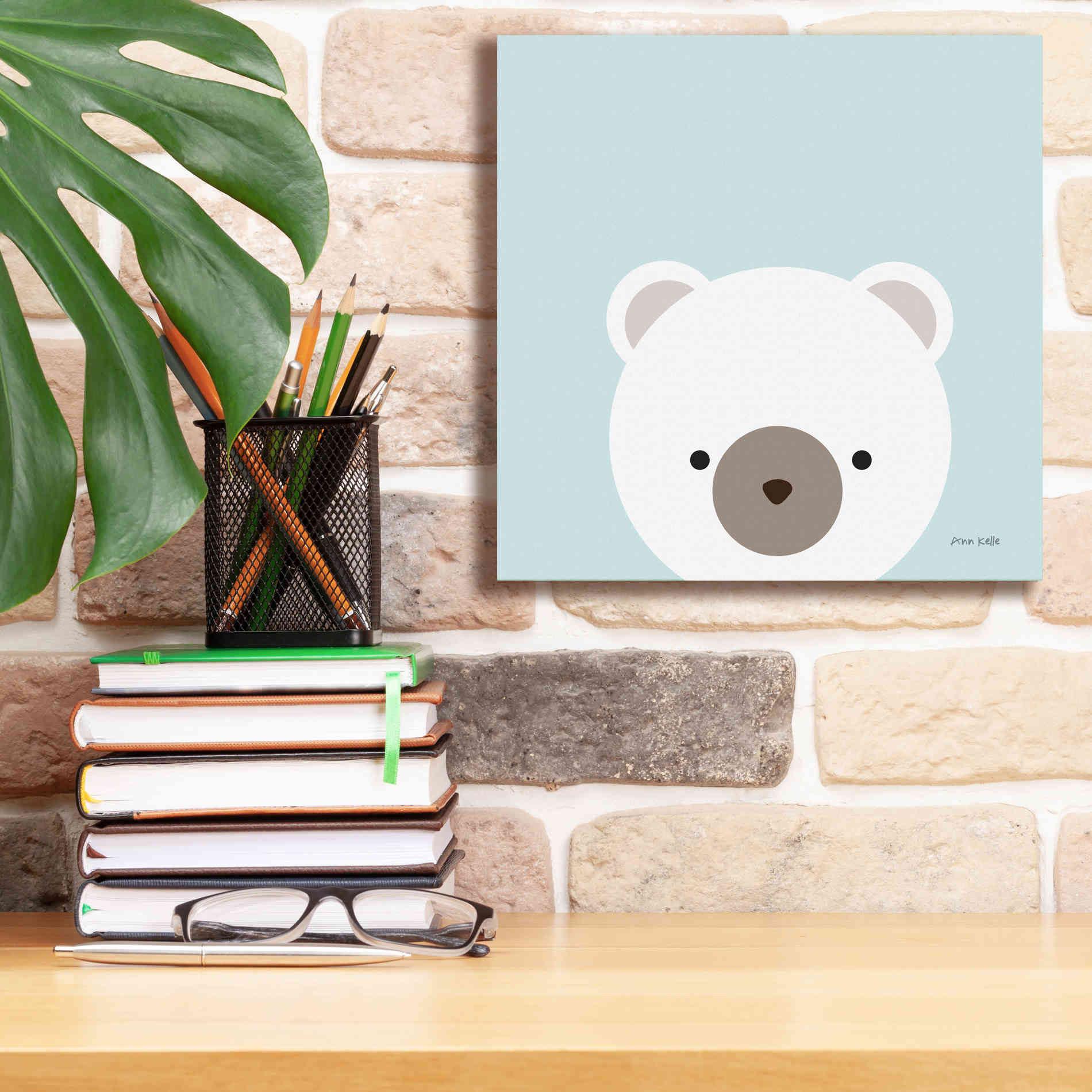 'Cuddly Bear' by Ann Kelle Designs, Canvas Wall Art,12 x 12
