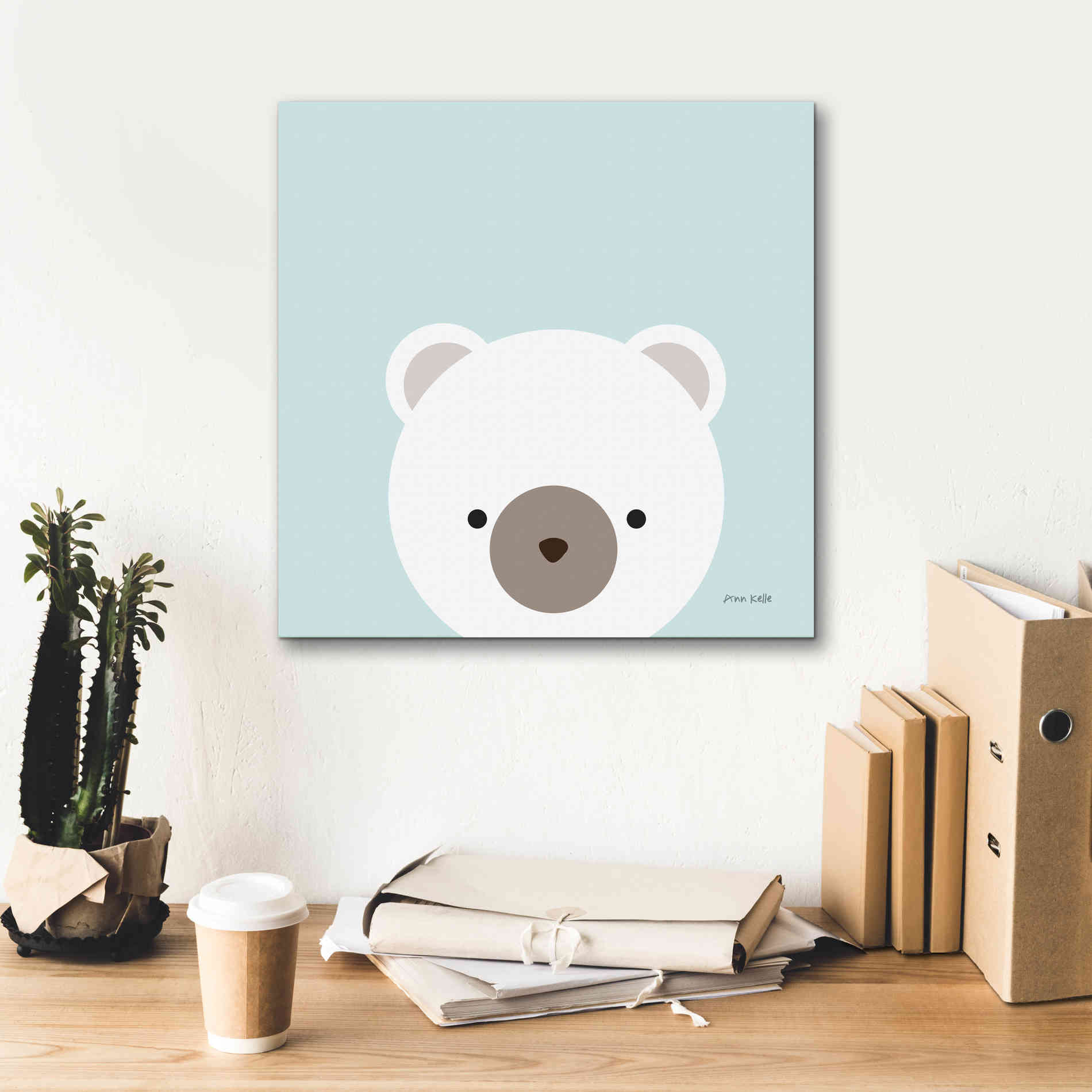 'Cuddly Bear' by Ann Kelle Designs, Canvas Wall Art,18 x 18