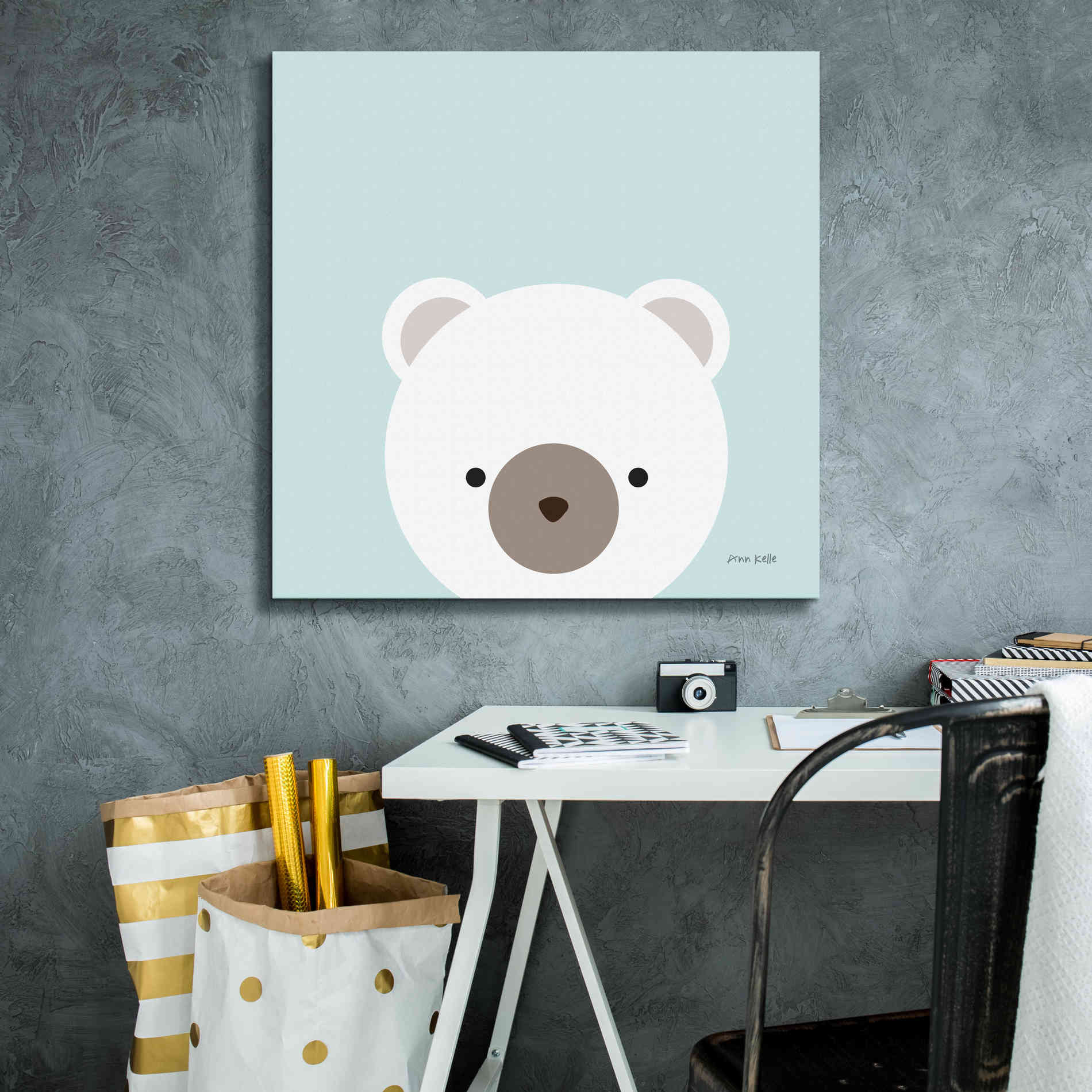 'Cuddly Bear' by Ann Kelle Designs, Canvas Wall Art,26 x 26