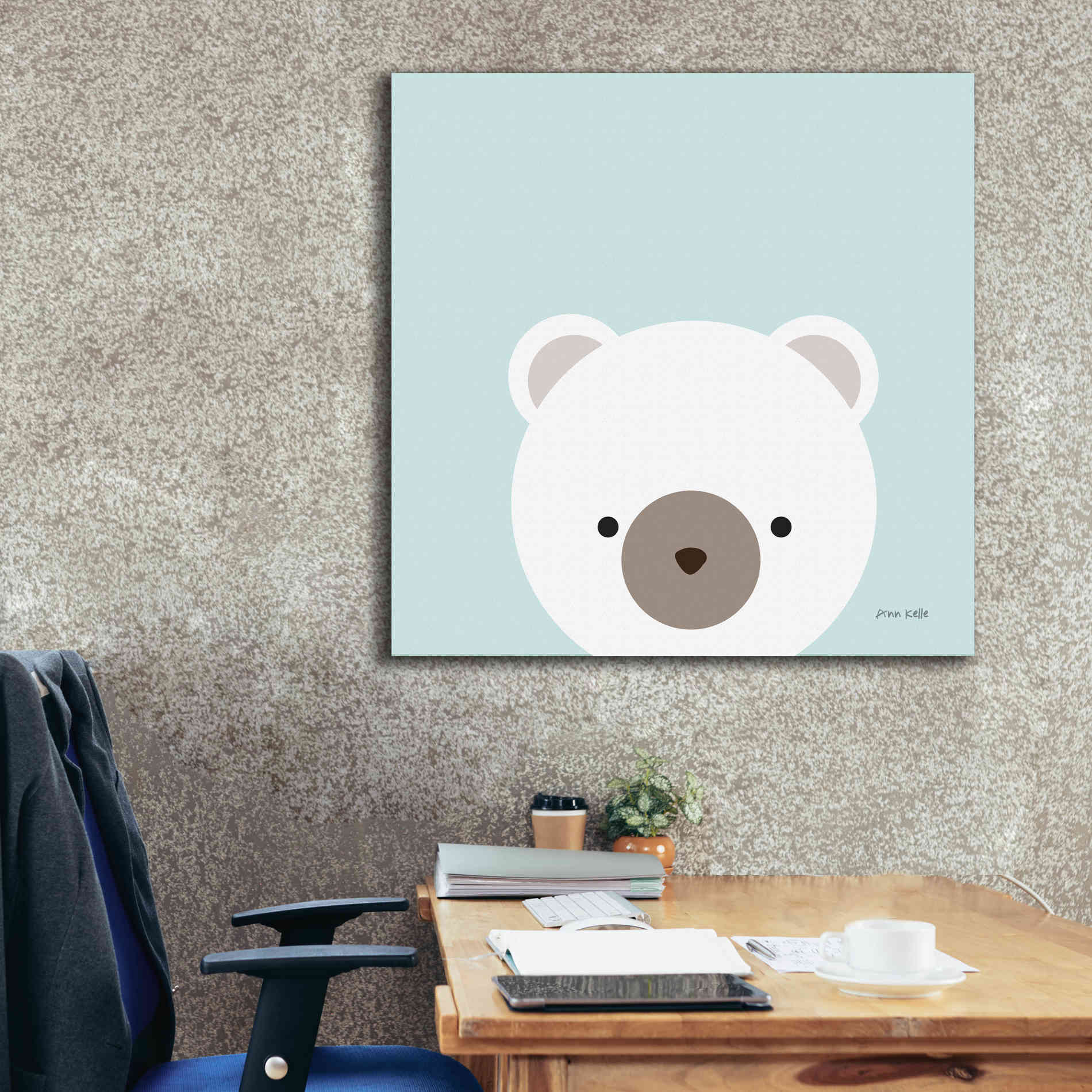 'Cuddly Bear' by Ann Kelle Designs, Canvas Wall Art,37 x 37