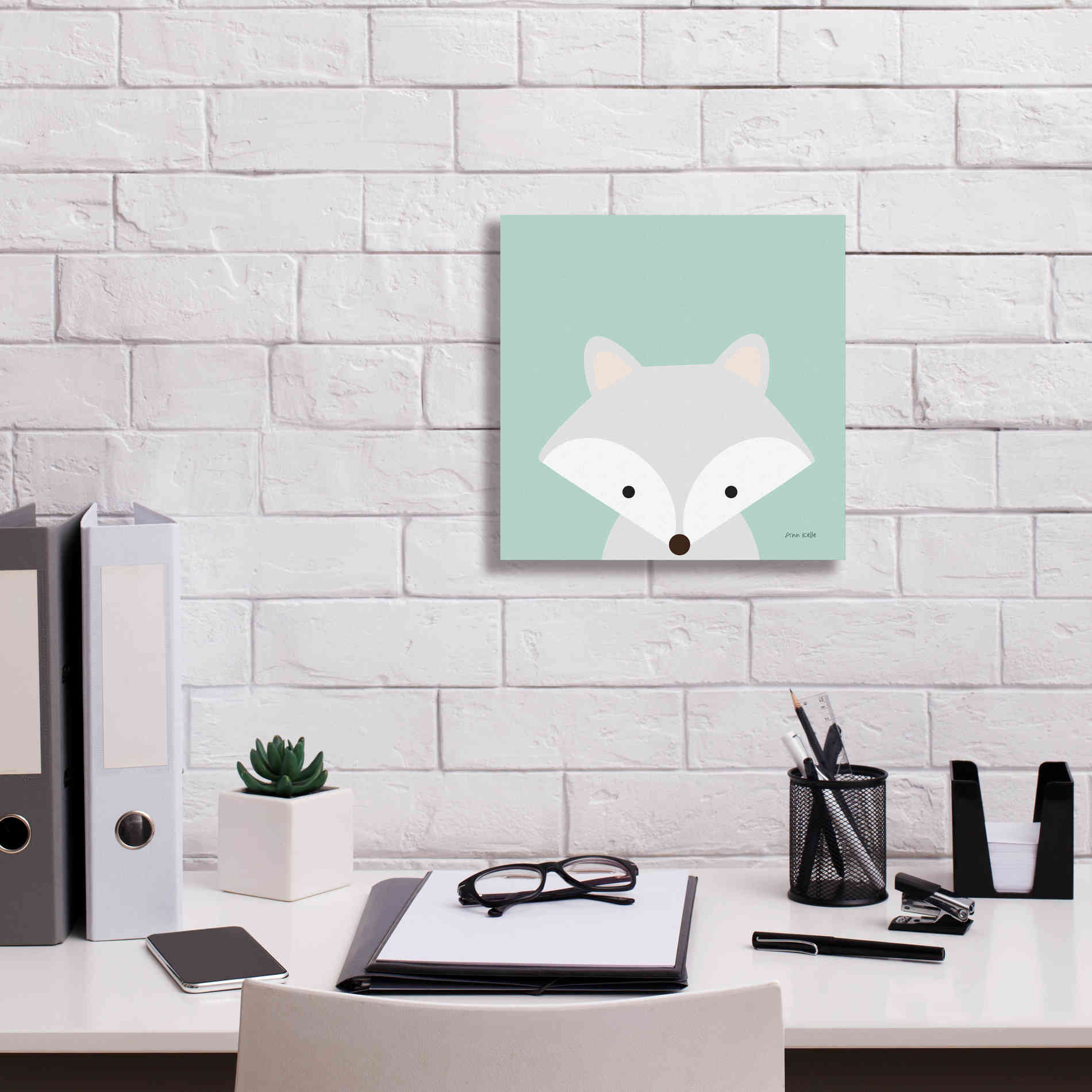 'Cuddly Fox' by Ann Kelle Designs, Canvas Wall Art,12 x 12