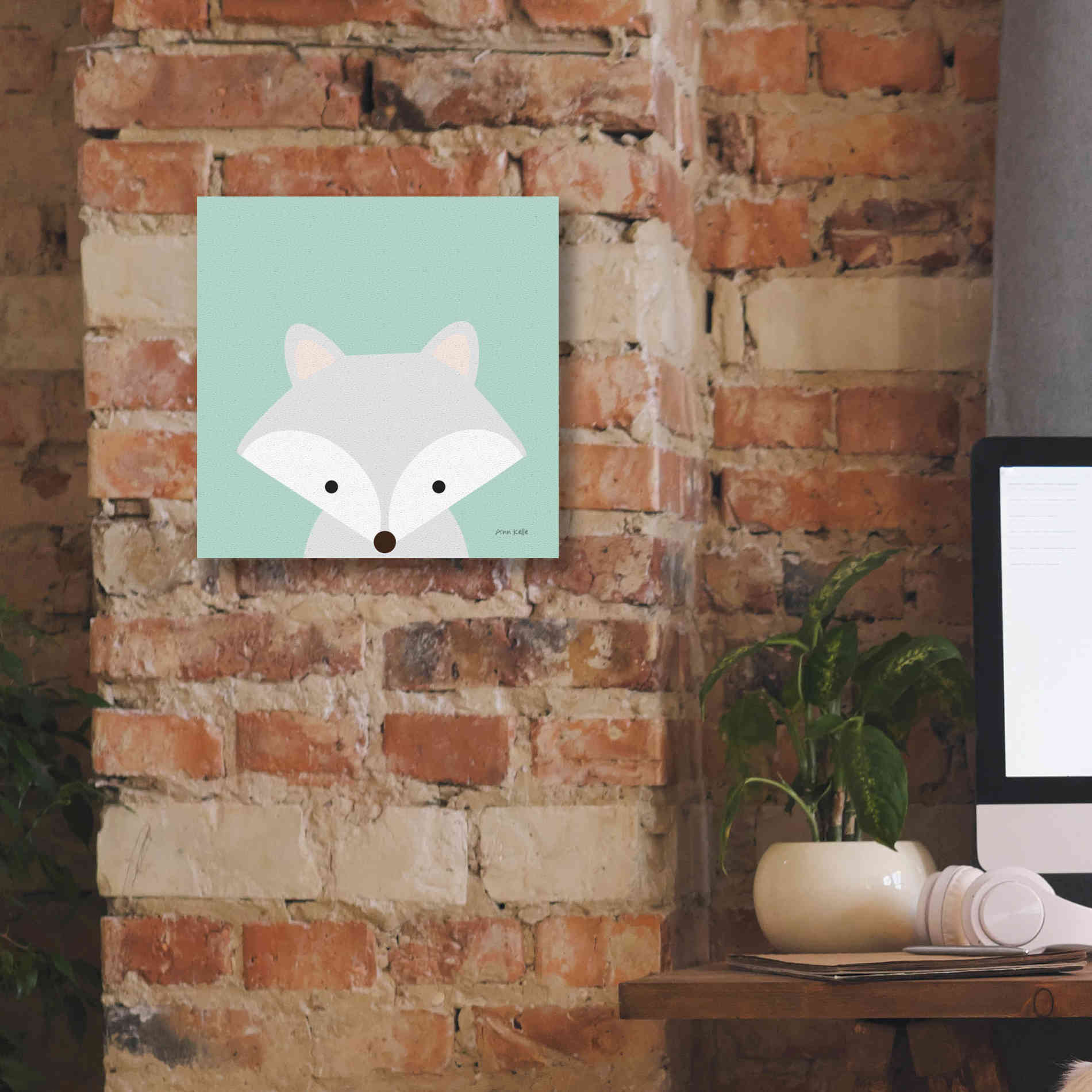 'Cuddly Fox' by Ann Kelle Designs, Canvas Wall Art,12 x 12
