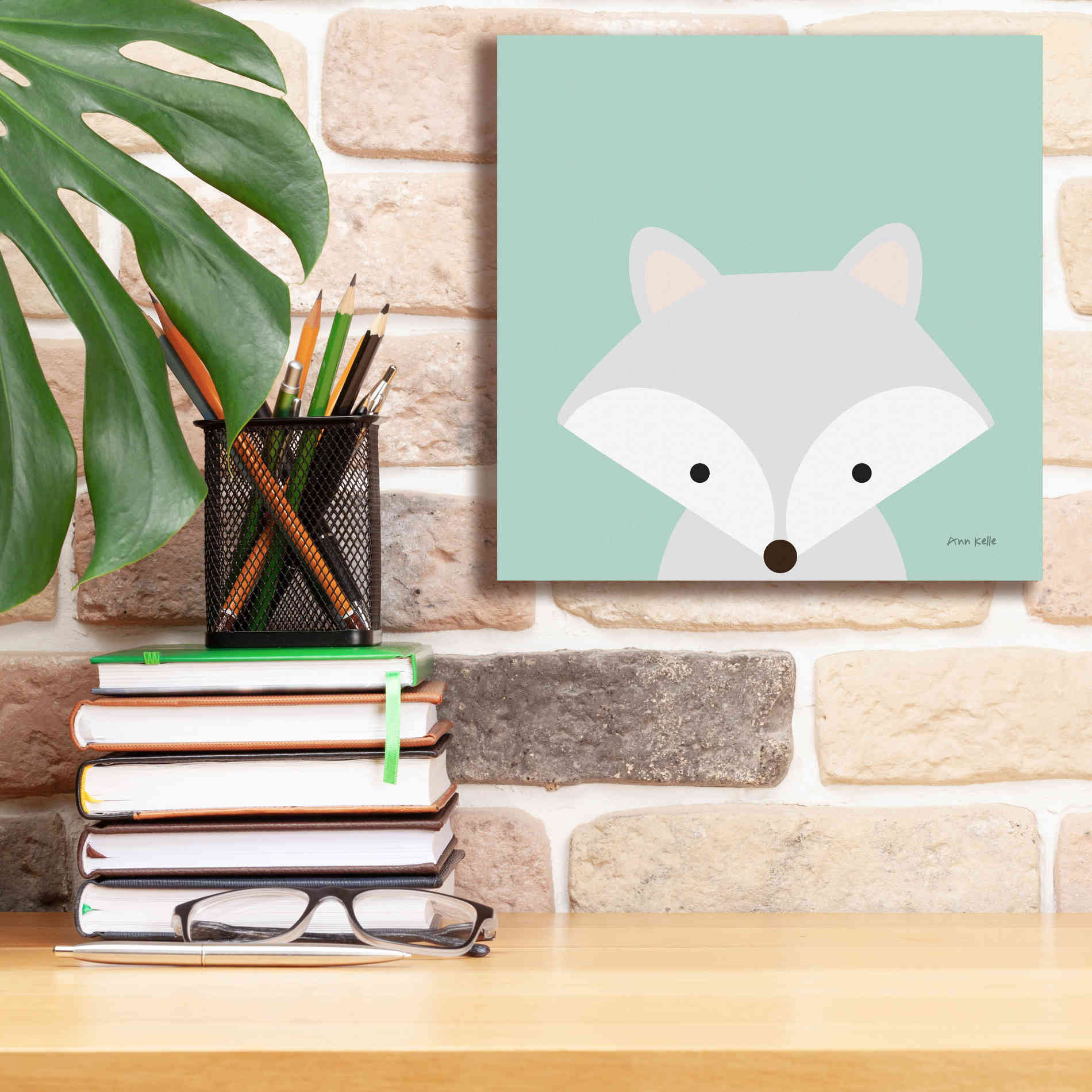 'Cuddly Fox' by Ann Kelle Designs, Canvas Wall Art,12 x 12