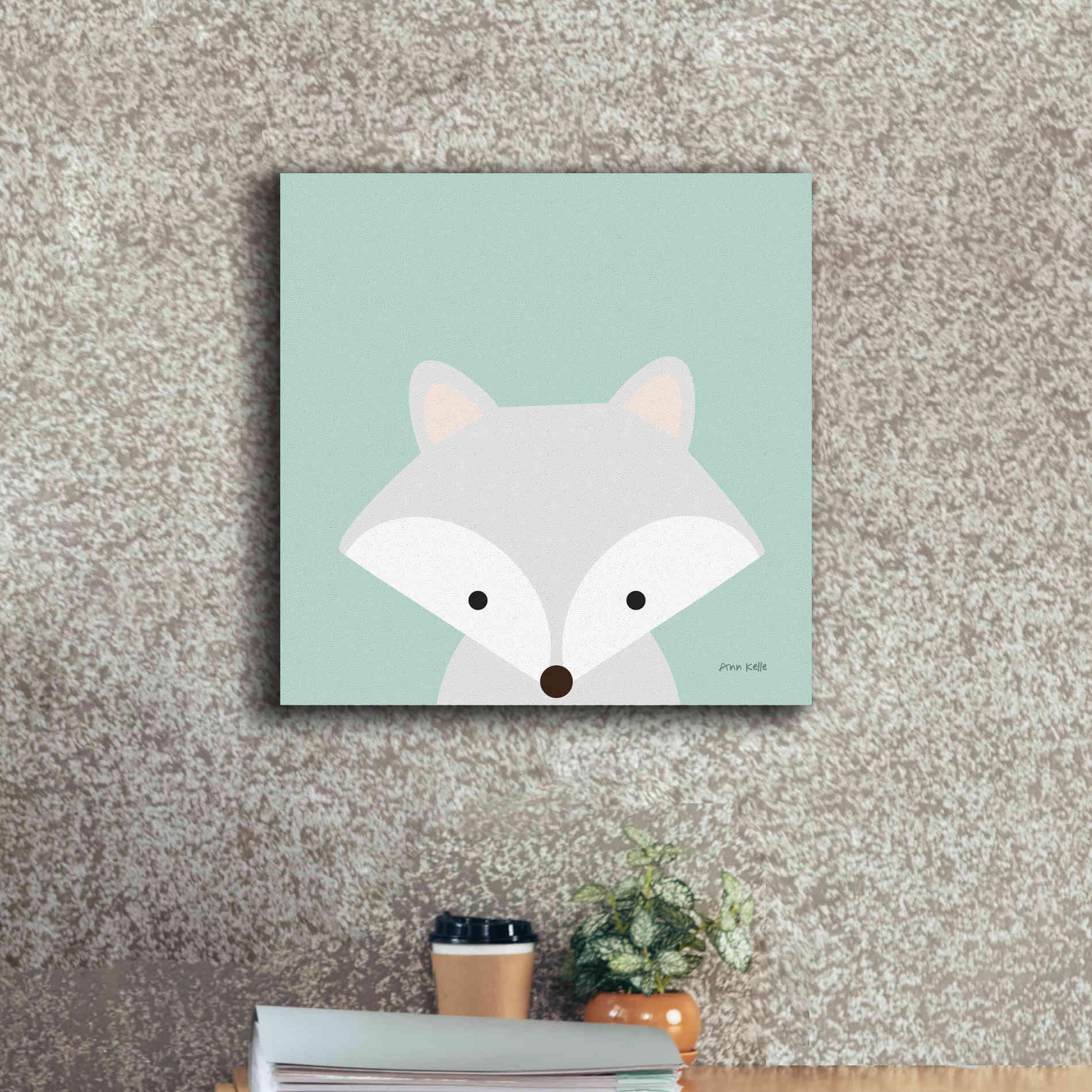 'Cuddly Fox' by Ann Kelle Designs, Canvas Wall Art,18 x 18