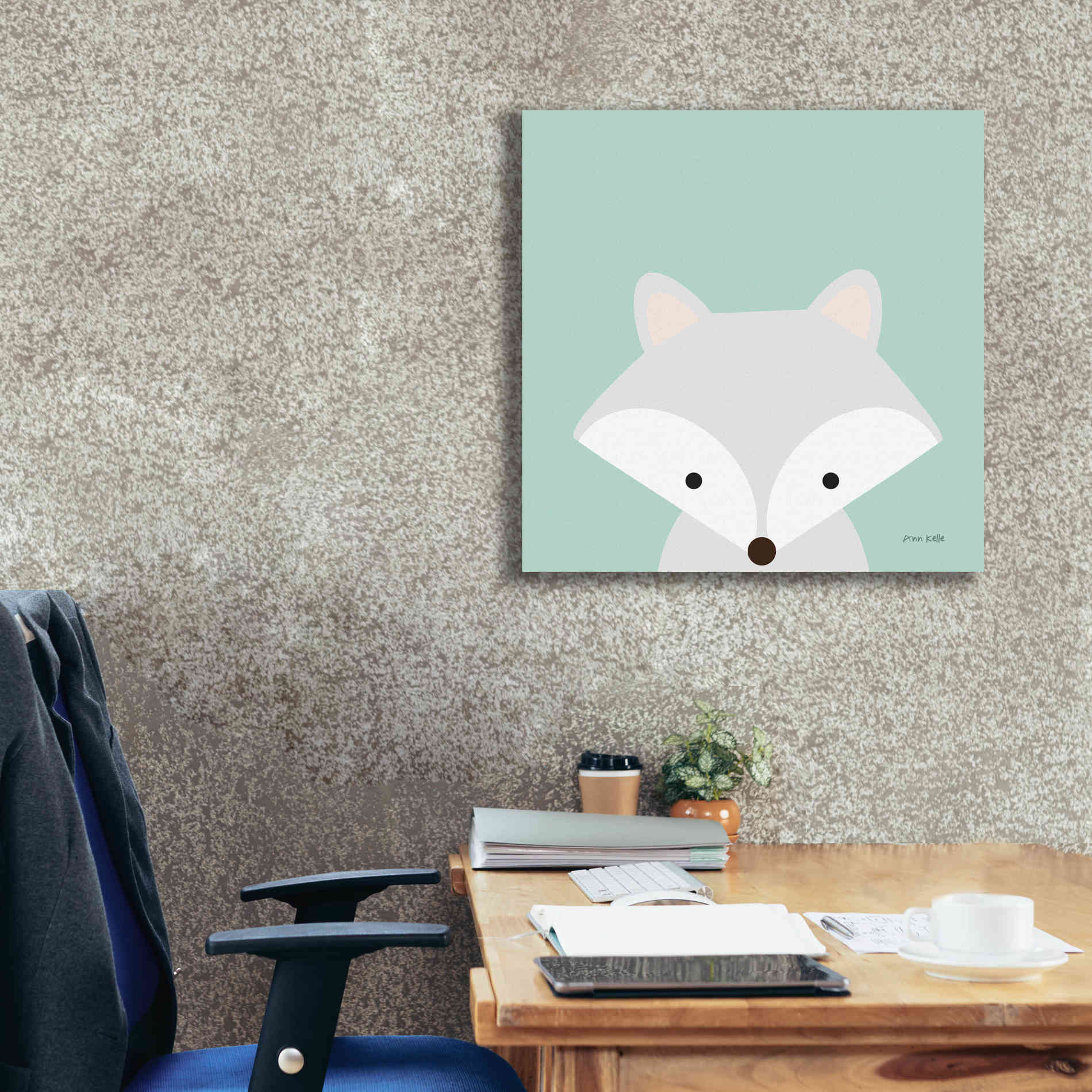 'Cuddly Fox' by Ann Kelle Designs, Canvas Wall Art,26 x 26