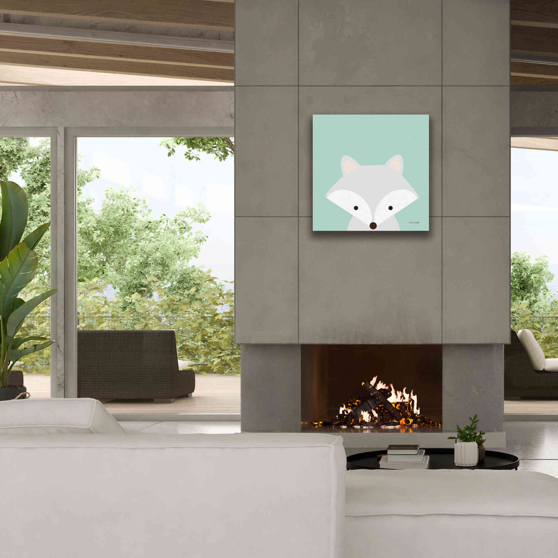 'Cuddly Fox' by Ann Kelle Designs, Canvas Wall Art,26 x 26