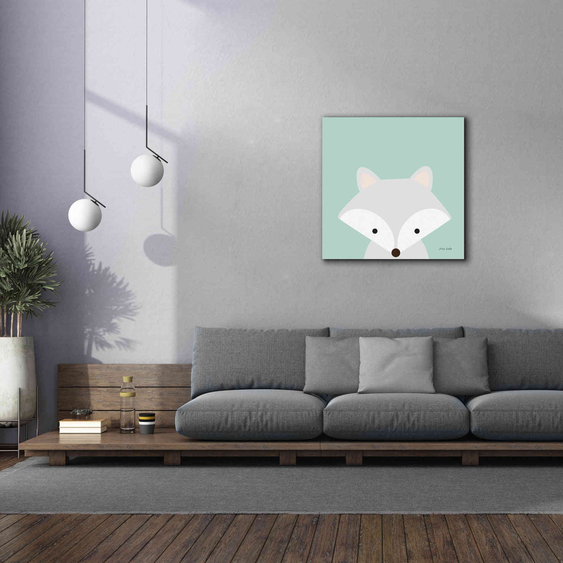 'Cuddly Fox' by Ann Kelle Designs, Canvas Wall Art,37 x 37