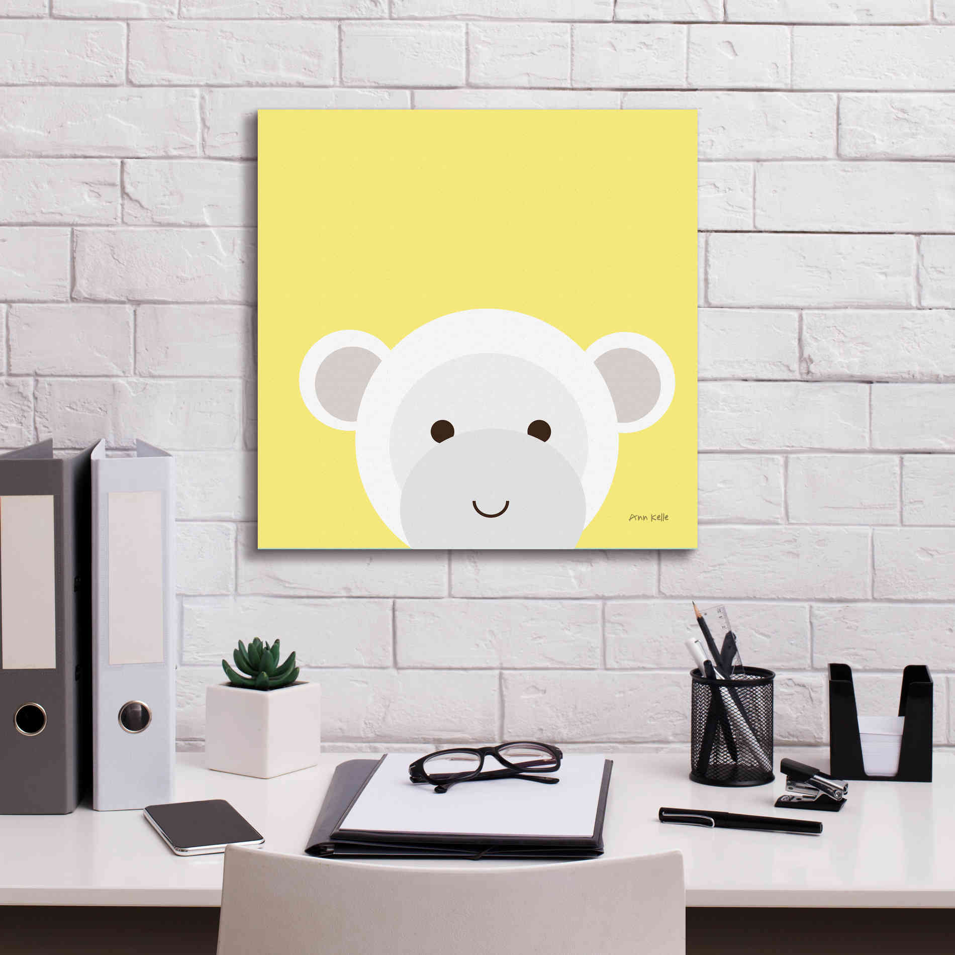 'Cuddly Monkey' by Ann Kelle Designs, Canvas Wall Art,18 x 18