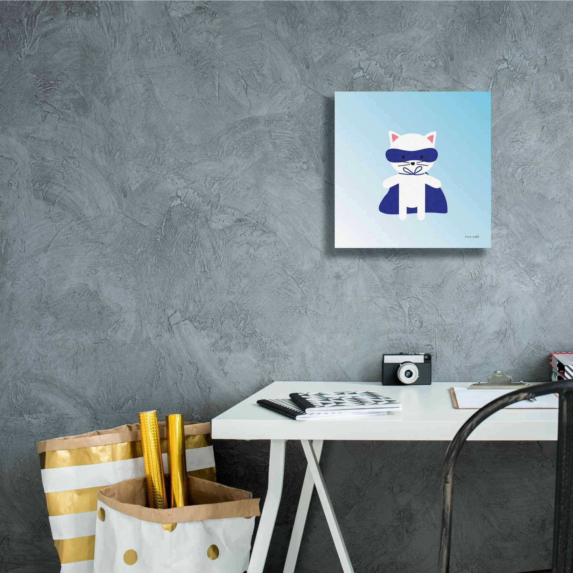 'Cat Super Hero' by Ann Kelle Designs, Canvas Wall Art,12 x 12