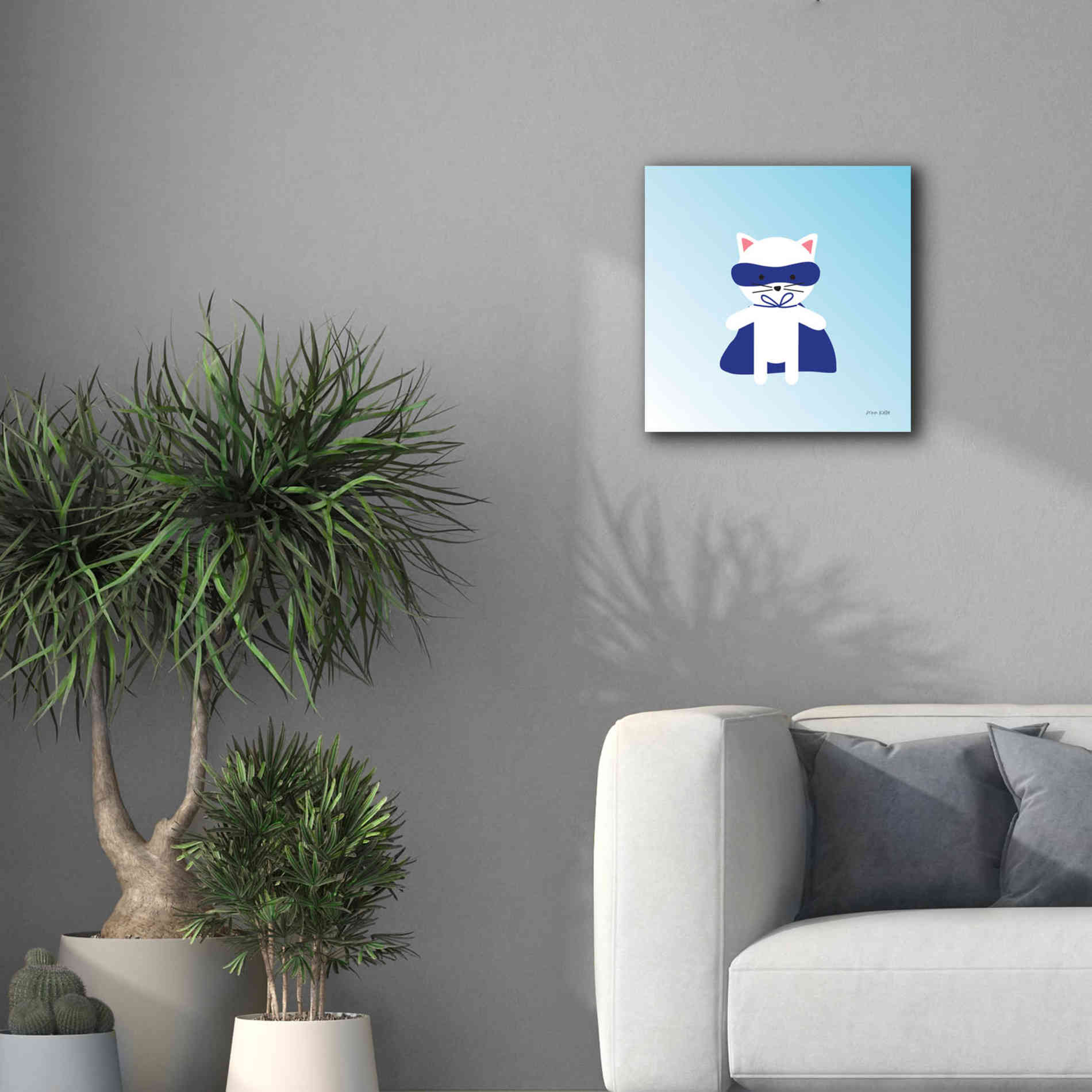'Cat Super Hero' by Ann Kelle Designs, Canvas Wall Art,18 x 18