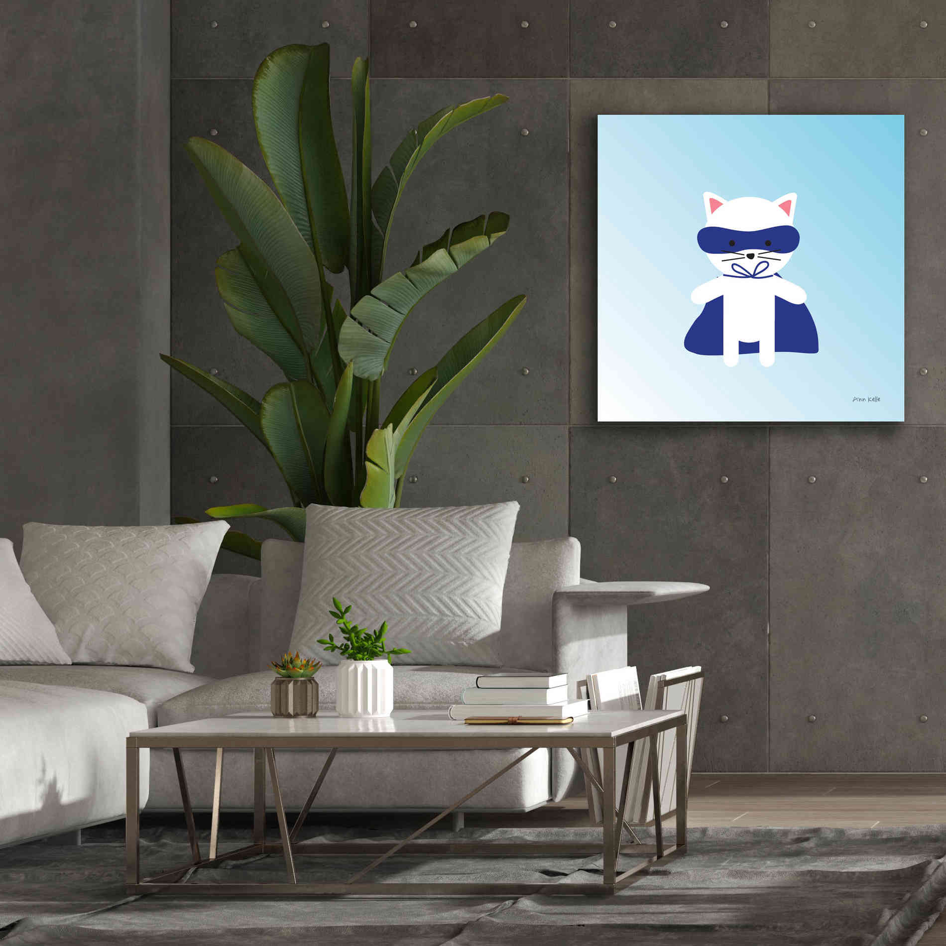 'Cat Super Hero' by Ann Kelle Designs, Canvas Wall Art,37 x 37
