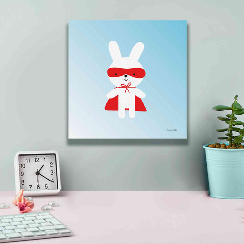 Image of 'Rabbit Super Hero' by Ann Kelle Designs, Canvas Wall Art,12 x 12