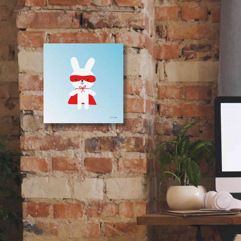 Image of 'Rabbit Super Hero' by Ann Kelle Designs, Canvas Wall Art,12 x 12