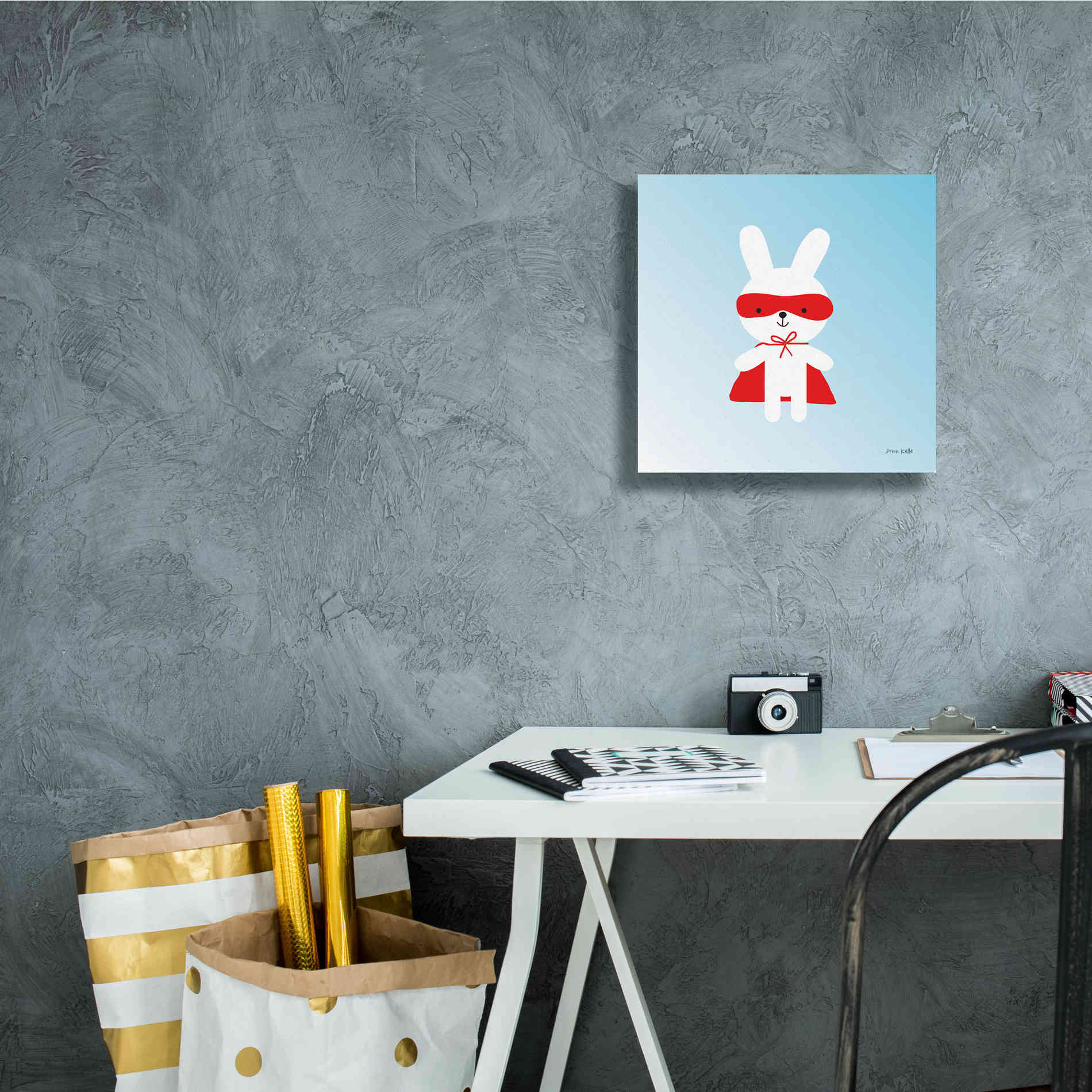 'Rabbit Super Hero' by Ann Kelle Designs, Canvas Wall Art,12 x 12