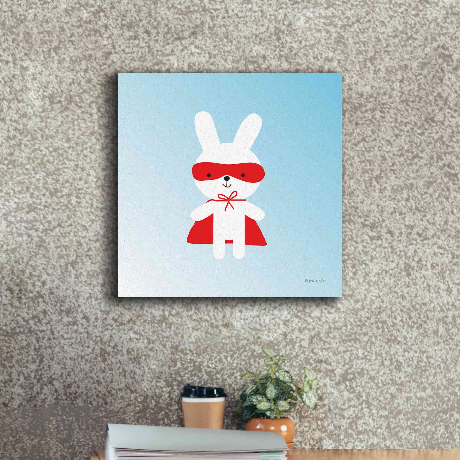 'Rabbit Super Hero' by Ann Kelle Designs, Canvas Wall Art,18 x 18