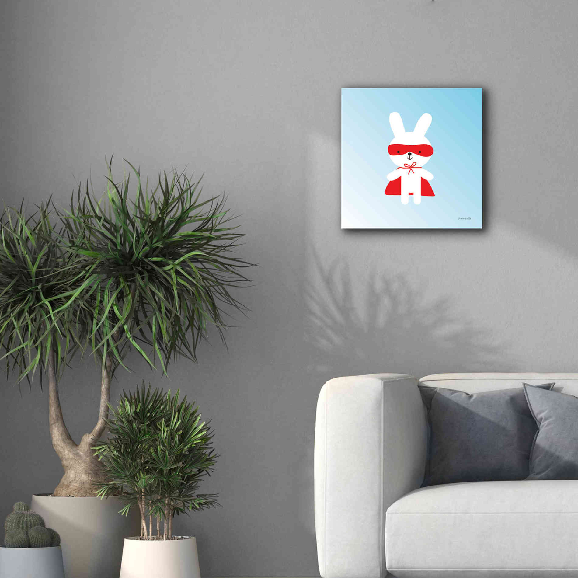'Rabbit Super Hero' by Ann Kelle Designs, Canvas Wall Art,18 x 18