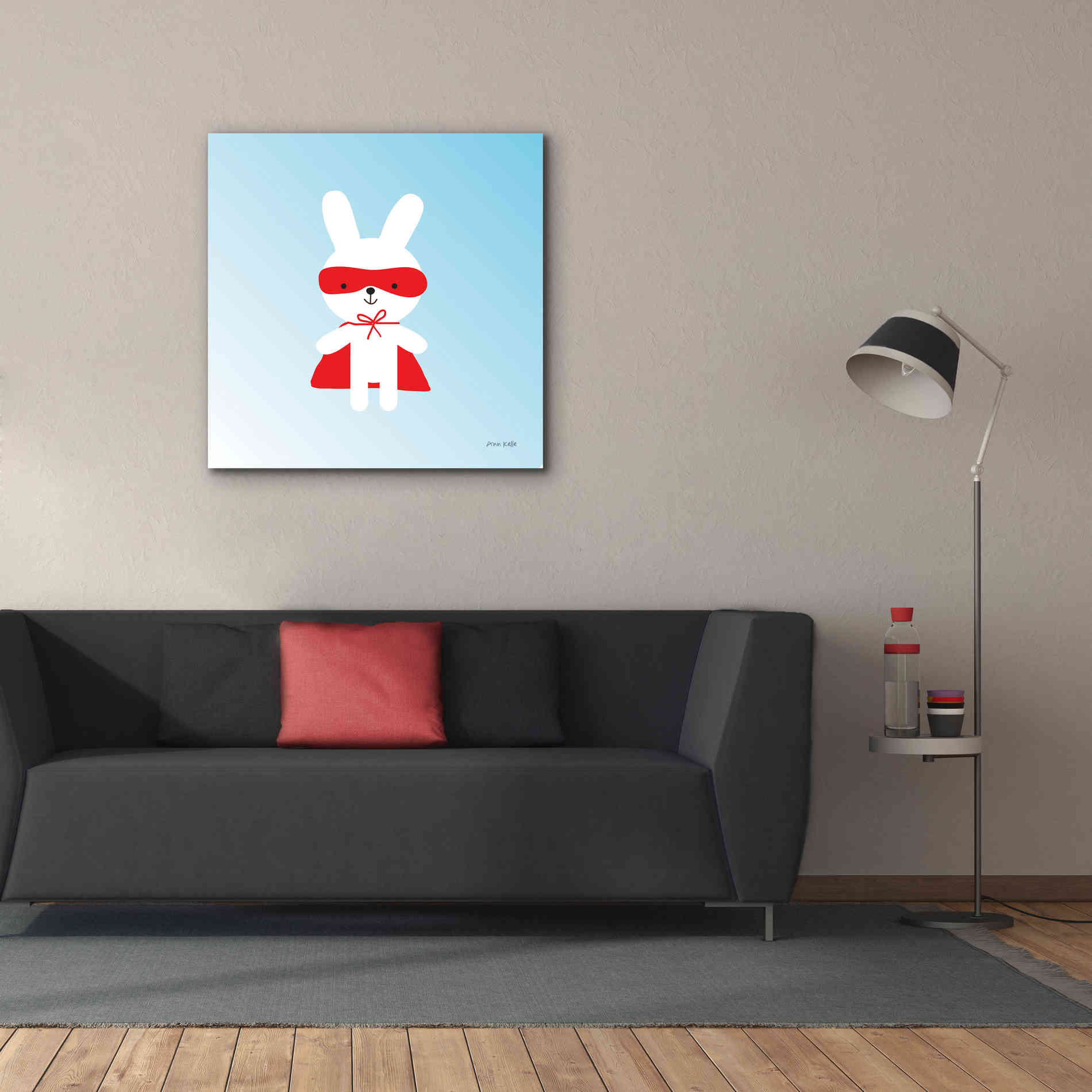 'Rabbit Super Hero' by Ann Kelle Designs, Canvas Wall Art,37 x 37