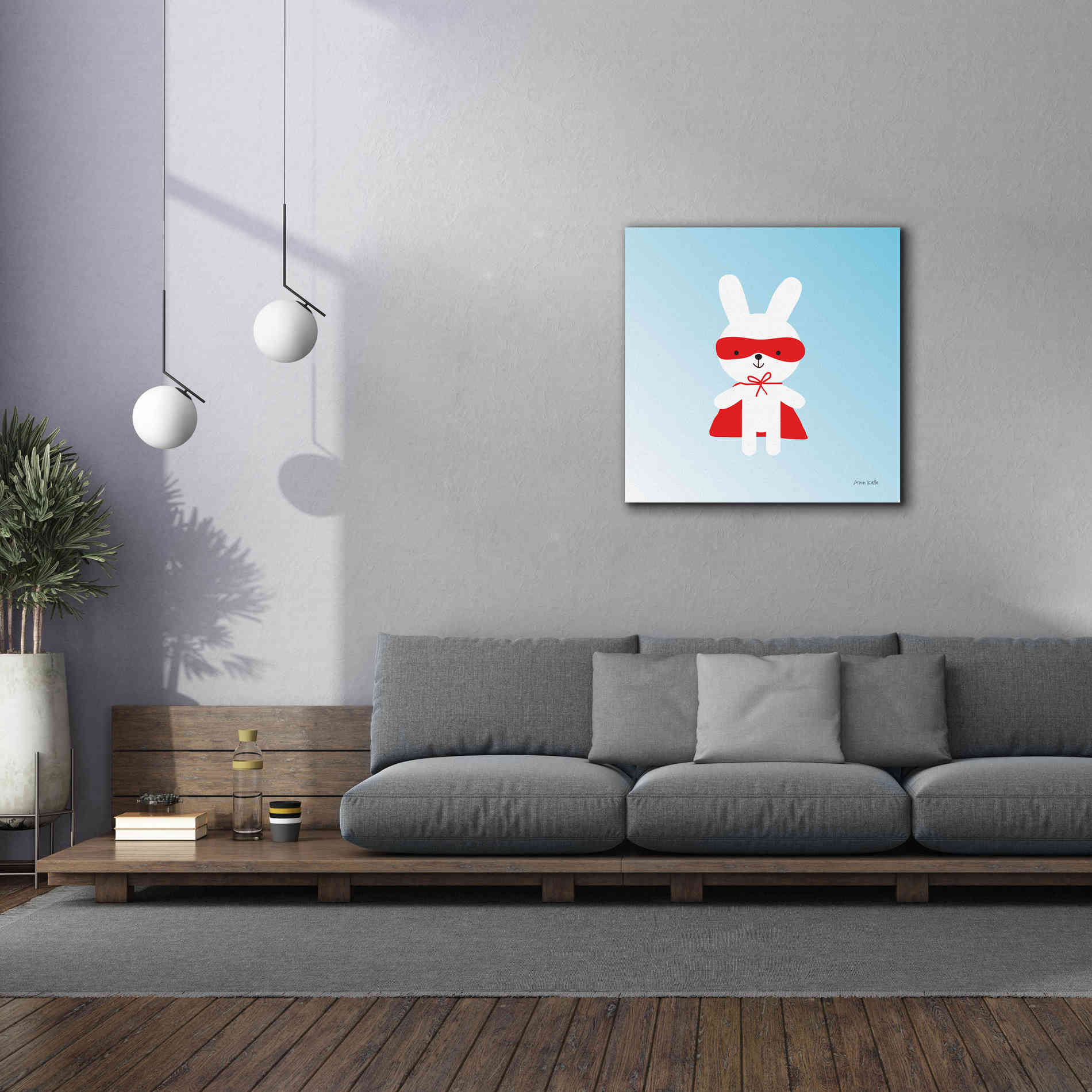 'Rabbit Super Hero' by Ann Kelle Designs, Canvas Wall Art,37 x 37