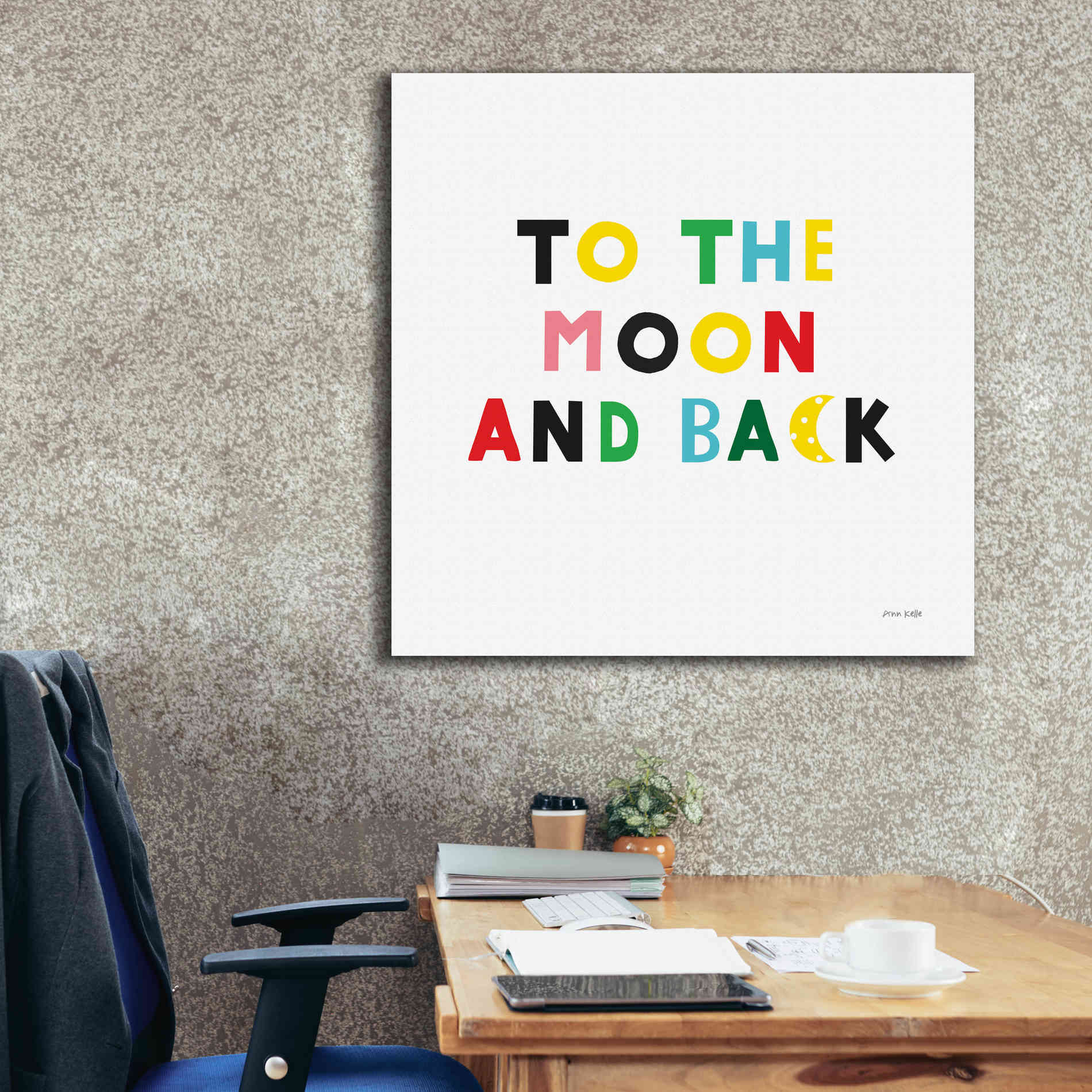 'To the Moon and Back' by Ann Kelle Designs, Canvas Wall Art,37 x 37