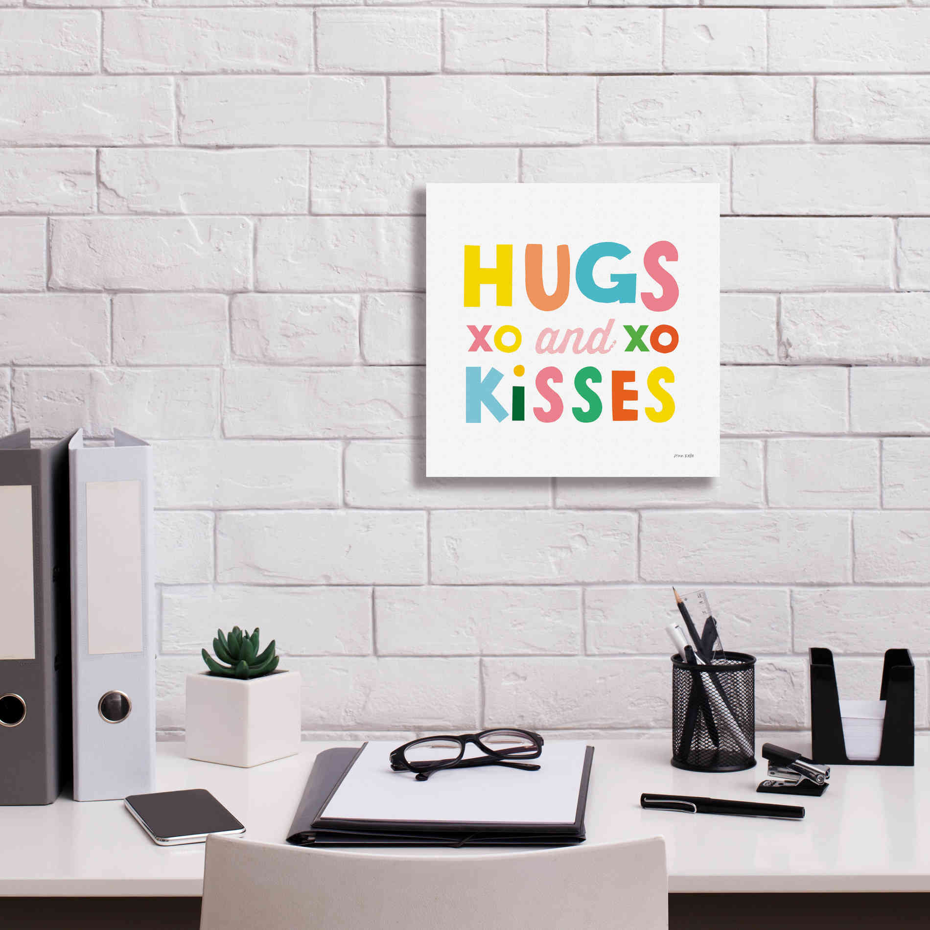 'Hugs and Kisses' by Ann Kelle Designs, Canvas Wall Art,12 x 12