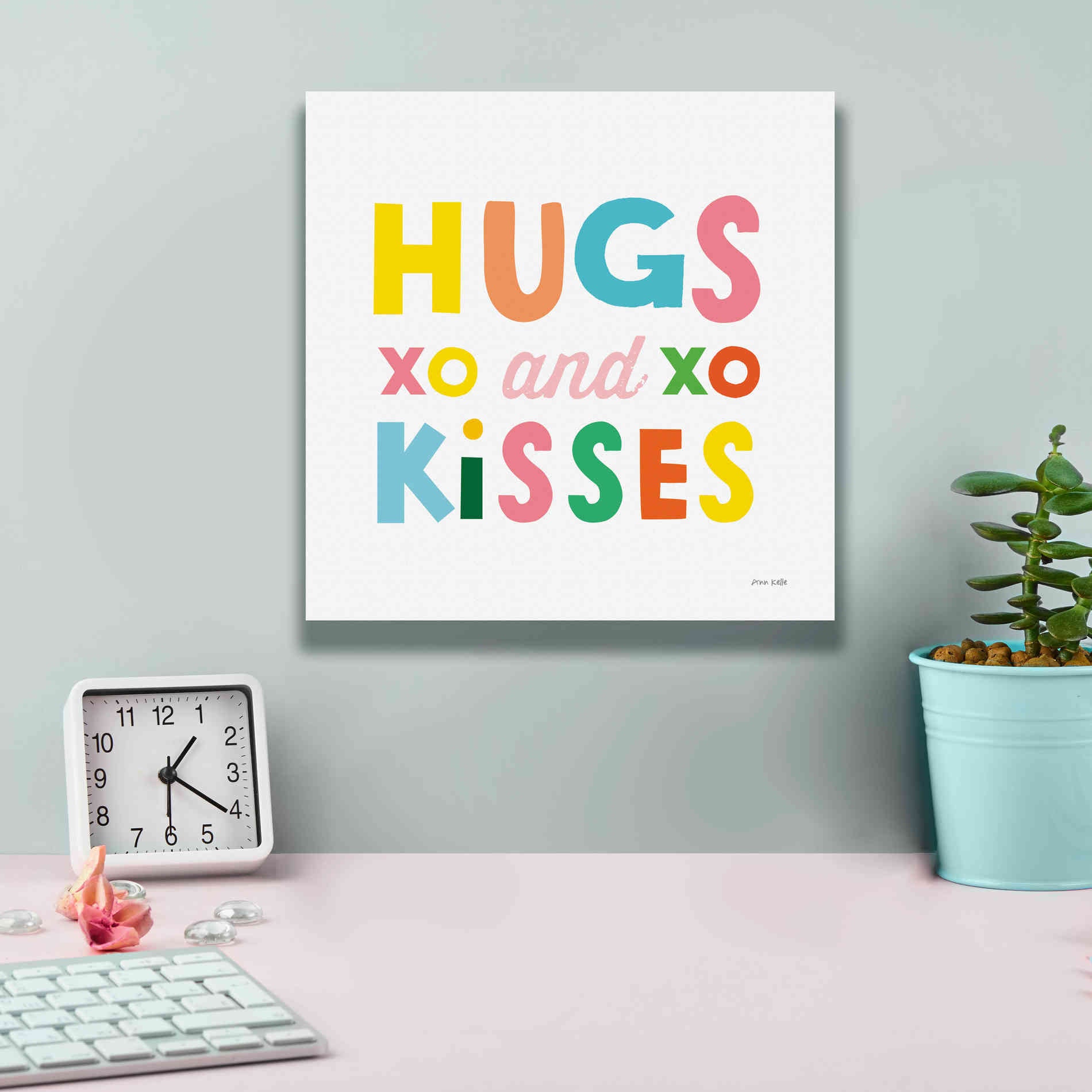 'Hugs and Kisses' by Ann Kelle Designs, Canvas Wall Art,12 x 12