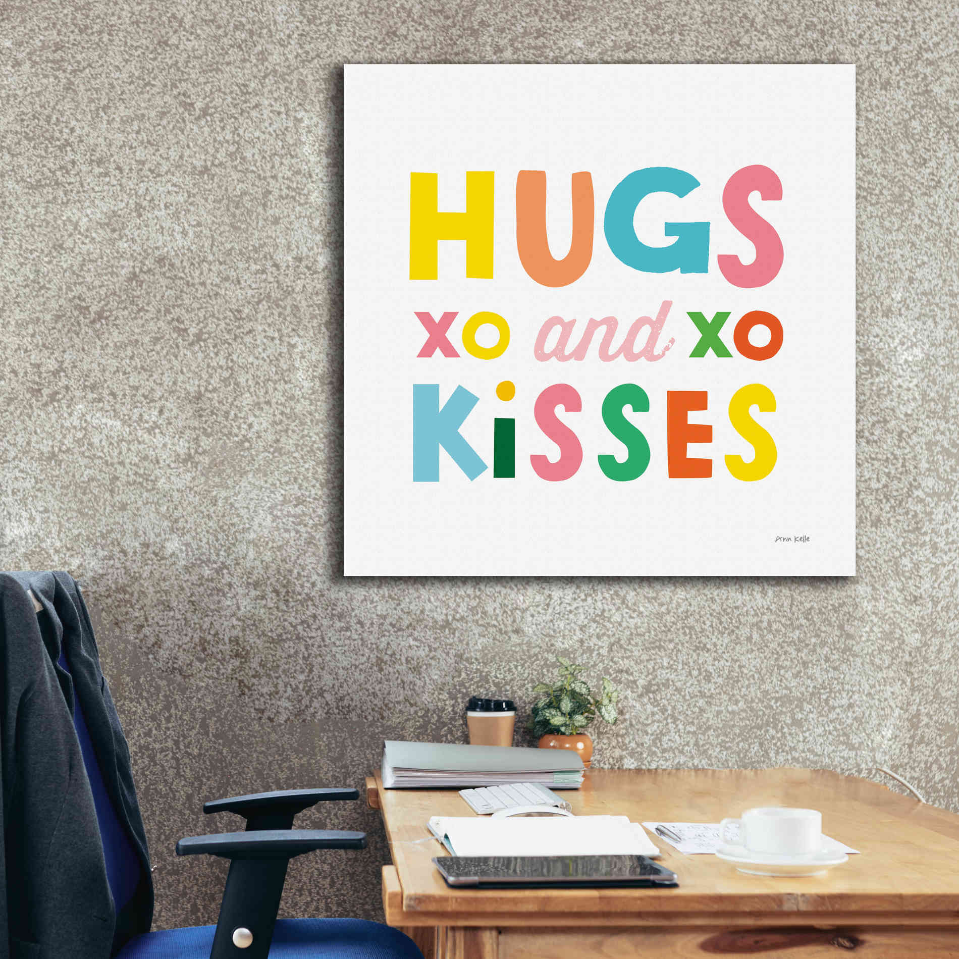 'Hugs and Kisses' by Ann Kelle Designs, Canvas Wall Art,37 x 37
