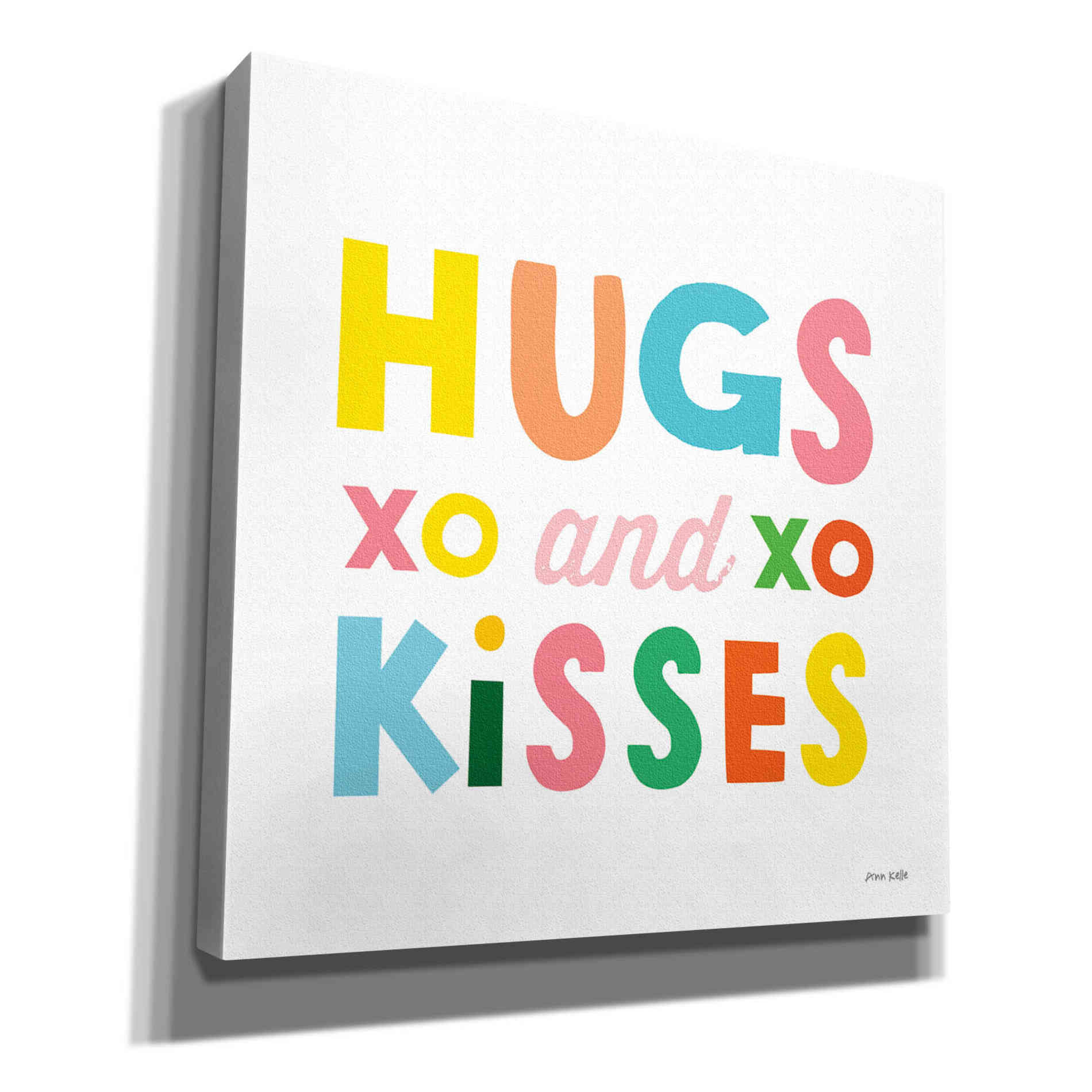 'Hugs and Kisses' by Ann Kelle Designs, Canvas Wall Art,12x12x1.1x0,18x18x1.1x0,26x26x1.74x0,37x37x1.74x0