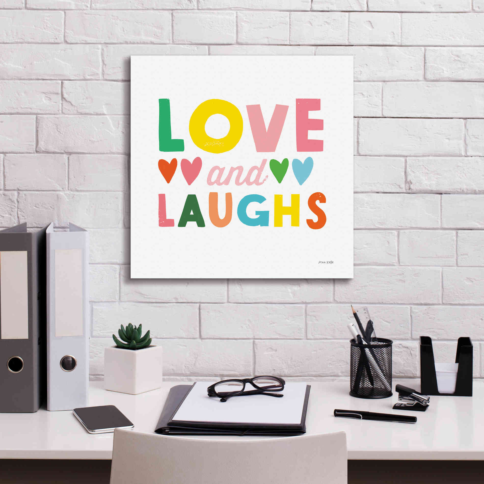 'Love and Laughs' by Ann Kelle Designs, Canvas Wall Art,18 x 18