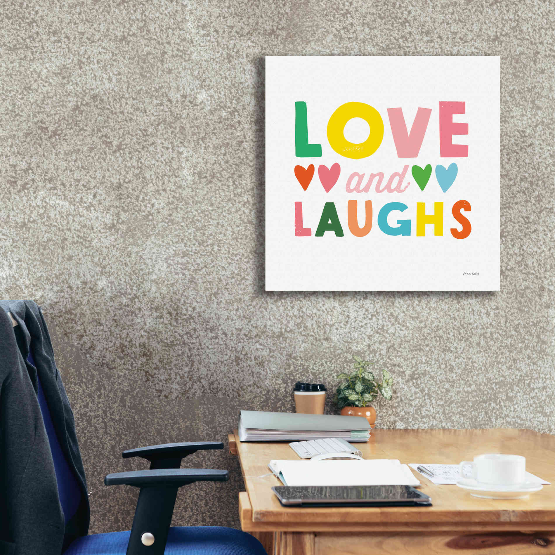'Love and Laughs' by Ann Kelle Designs, Canvas Wall Art,26 x 26