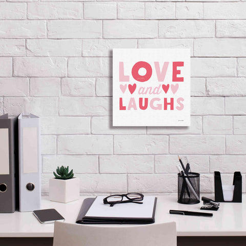 Image of 'Love and Laughs Pink' by Ann Kelle Designs, Canvas Wall Art,12 x 12