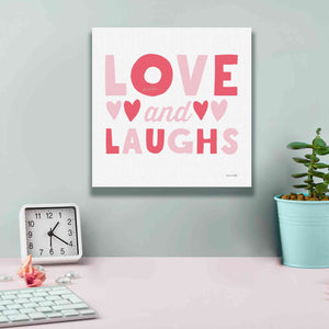 'Love and Laughs Pink' by Ann Kelle Designs, Canvas Wall Art,12 x 12