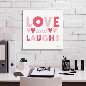 'Love and Laughs Pink' by Ann Kelle Designs, Canvas Wall Art,18 x 18