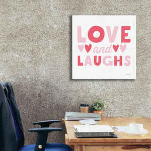 'Love and Laughs Pink' by Ann Kelle Designs, Canvas Wall Art,26 x 26
