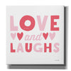 'Love and Laughs Pink' by Ann Kelle Designs, Canvas Wall Art,12x12x1.1x0,18x18x1.1x0,26x26x1.74x0,37x37x1.74x0