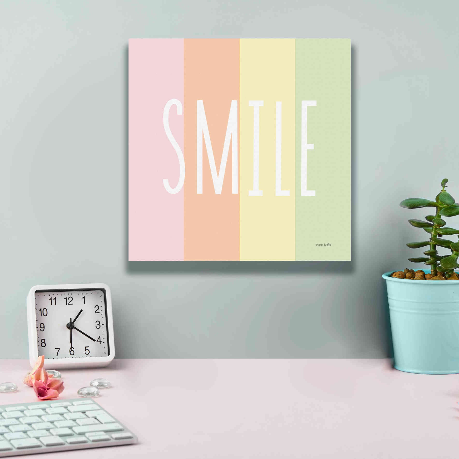 'Smile Rainbow' by Ann Kelle Designs, Canvas Wall Art,12 x 12