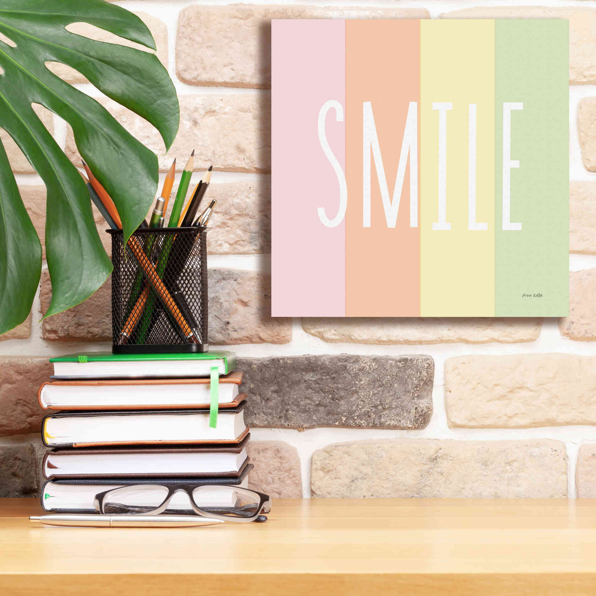 'Smile Rainbow' by Ann Kelle Designs, Canvas Wall Art,12 x 12