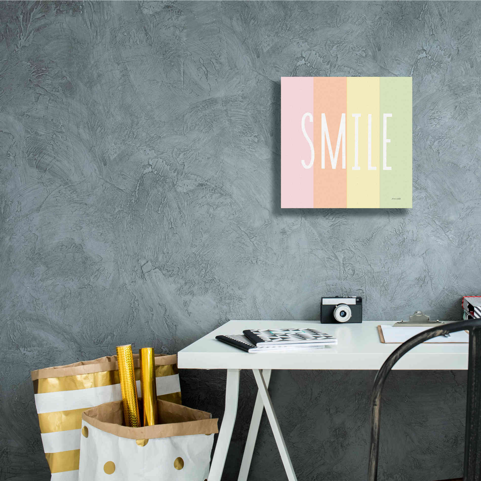 'Smile Rainbow' by Ann Kelle Designs, Canvas Wall Art,12 x 12