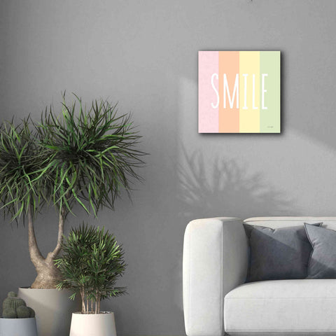 Image of 'Smile Rainbow' by Ann Kelle Designs, Canvas Wall Art,18 x 18