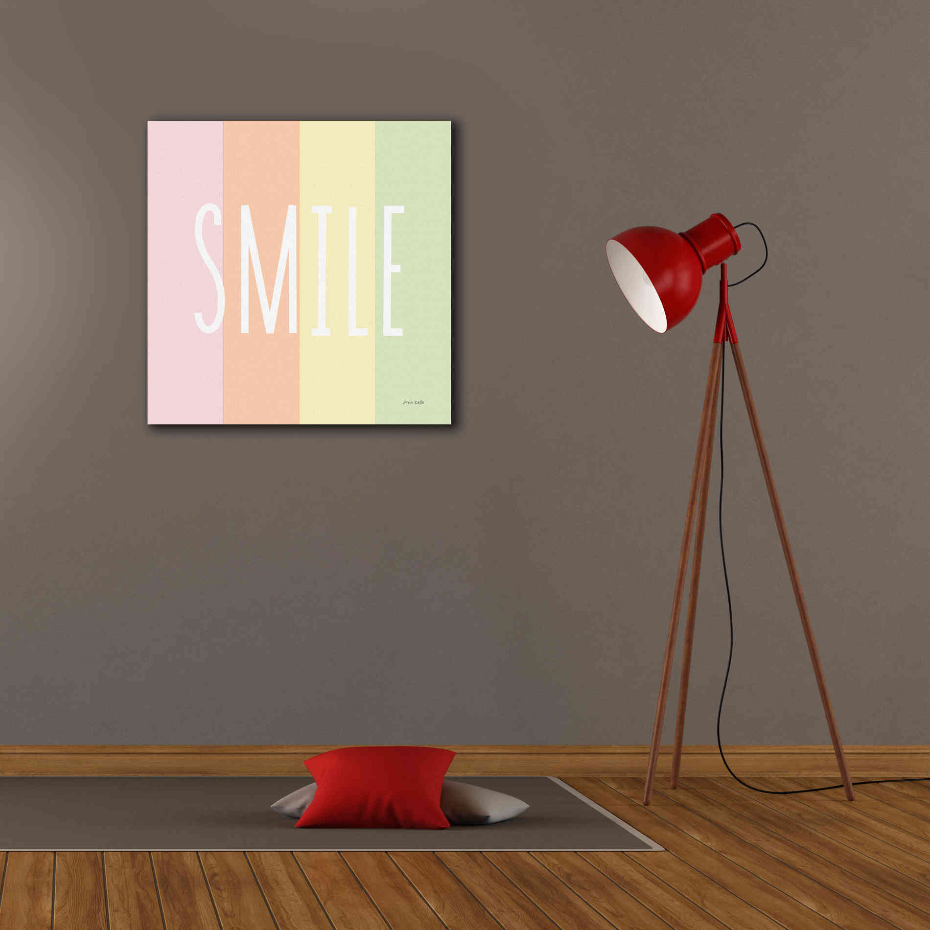 'Smile Rainbow' by Ann Kelle Designs, Canvas Wall Art,26 x 26