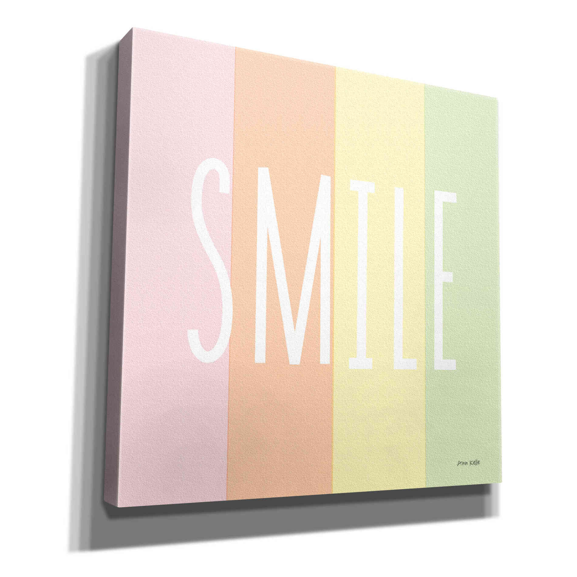 'Smile Rainbow' by Ann Kelle Designs, Canvas Wall Art,12x12x1.1x0,18x18x1.1x0,26x26x1.74x0,37x37x1.74x0