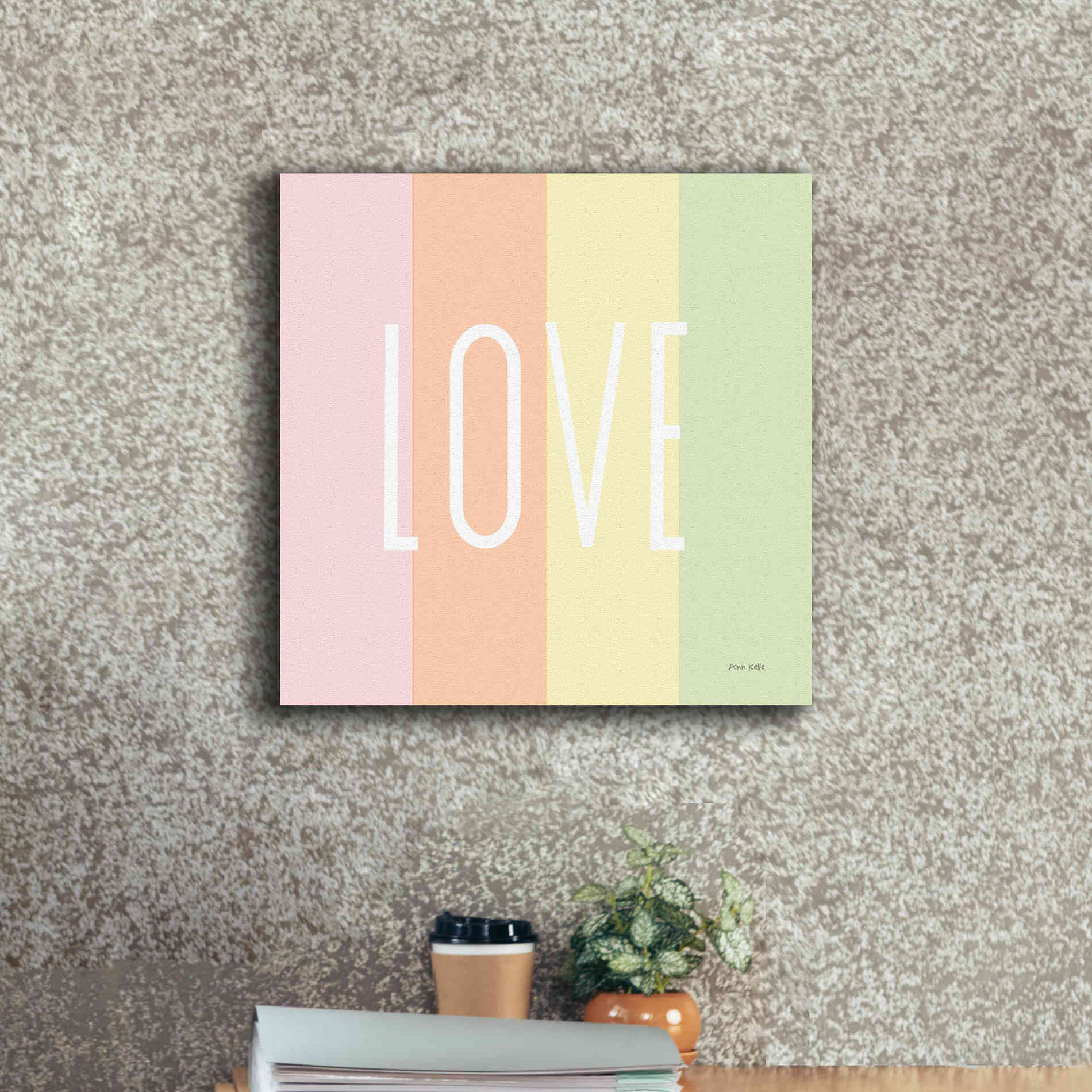 'Love Rainbow' by Ann Kelle Designs, Canvas Wall Art,18 x 18