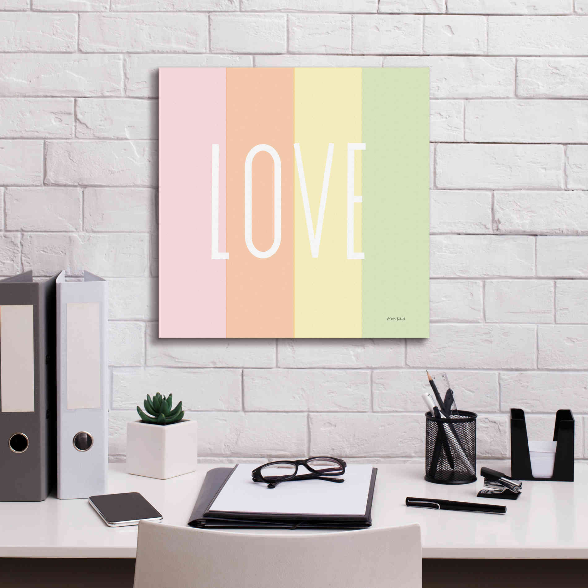 'Love Rainbow' by Ann Kelle Designs, Canvas Wall Art,18 x 18