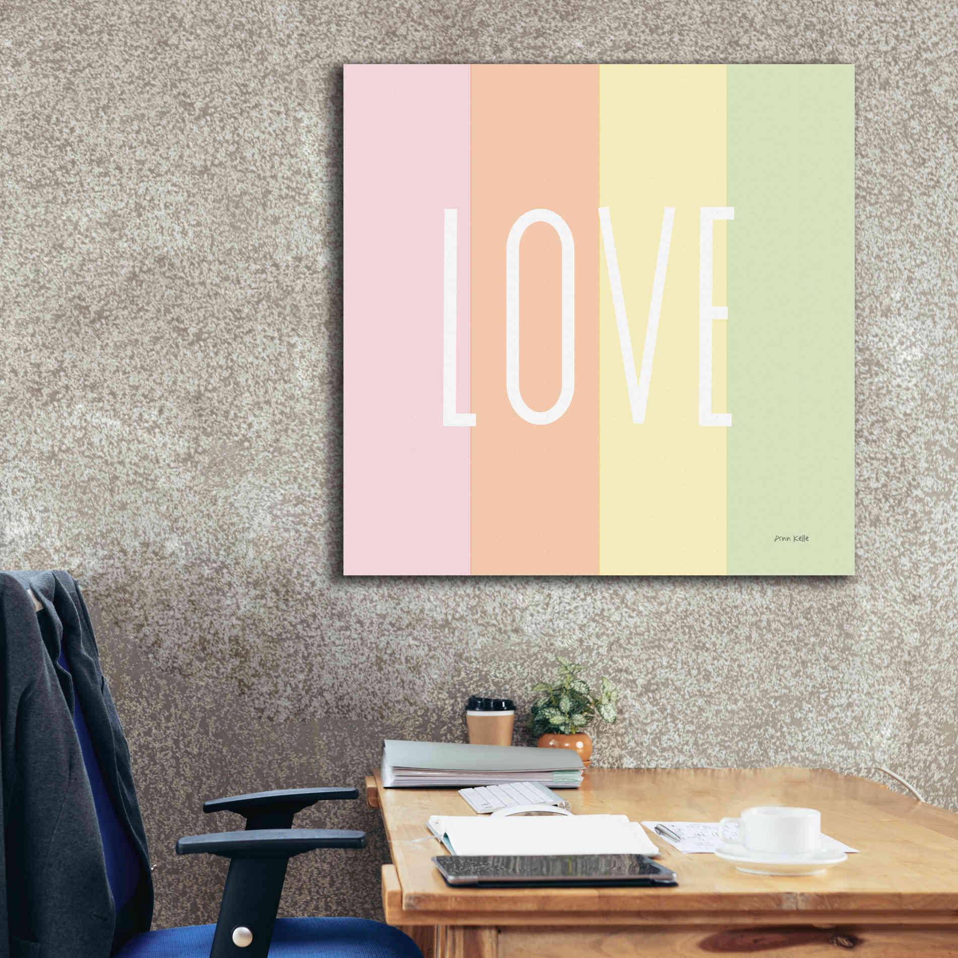 'Love Rainbow' by Ann Kelle Designs, Canvas Wall Art,37 x 37